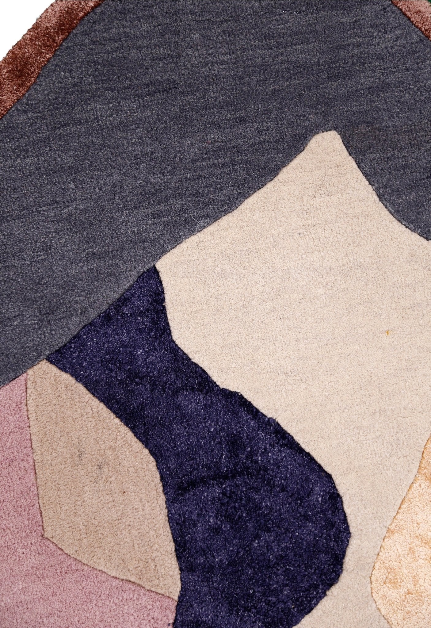 Modern Patch Mosaic Multicolor Hand Tufted 6x6 Wool Rug - Image 4