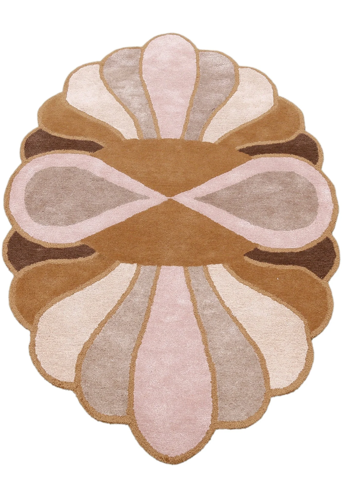 Modern Petal Camel Hand Tufted 5x8 Wool Area Rug - Image 9