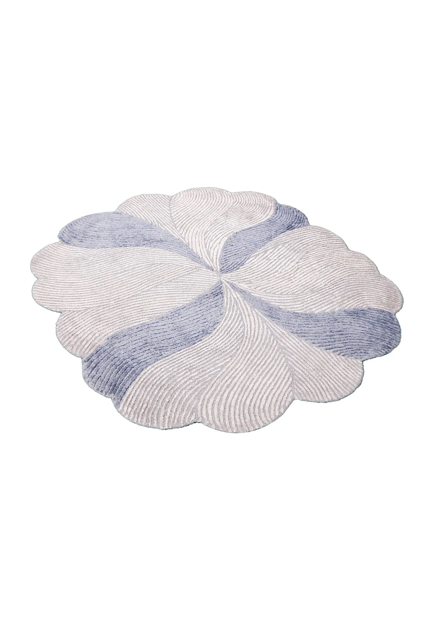 Modern Petal Ivory Hand Tufted 5x5 Wool Area Rug - Image 9