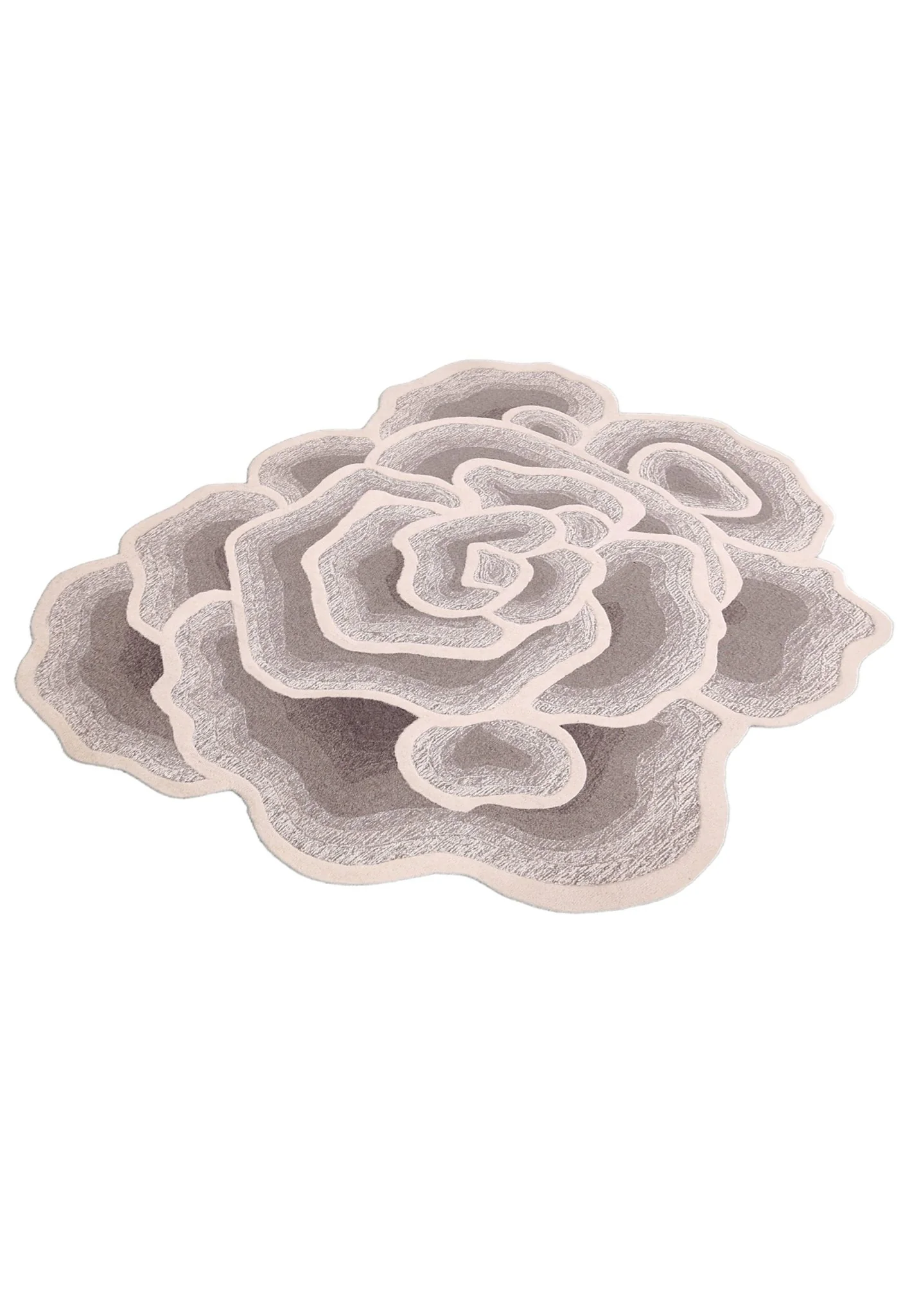Modern Petal Layers Ivory Hand Tufted 6x8 Wool Area Rug - Image 8