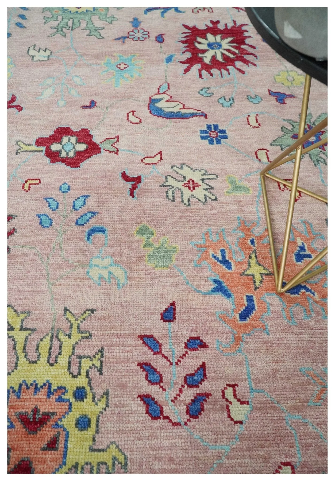 Modern Pink Rug 8x10 and 9x12 Wool Colorful Hand knotted Oushak Area Rug - Image 2