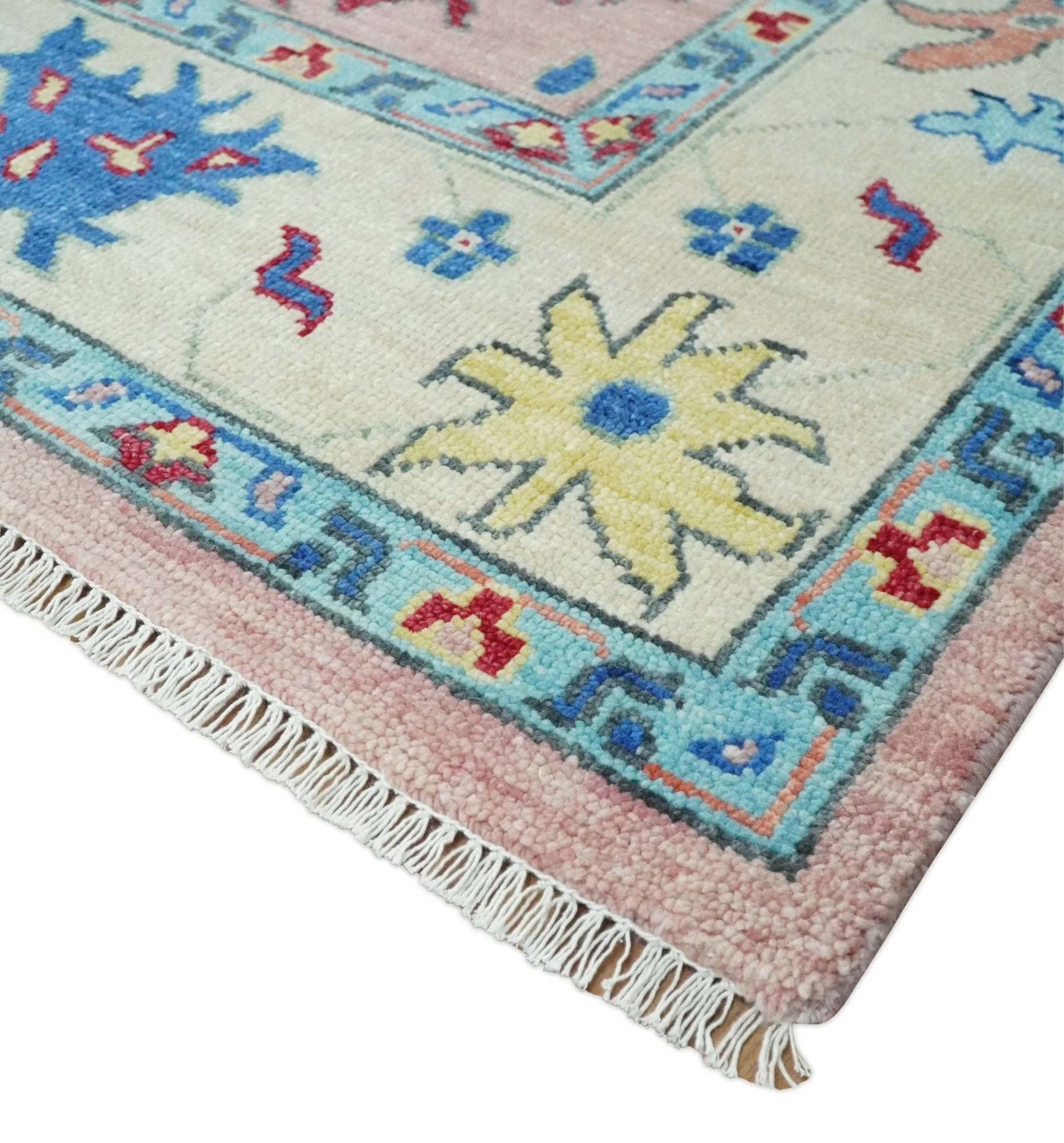 Modern Pink Rug 8x10 and 9x12 Wool Colorful Hand knotted Oushak Area Rug - Image 5