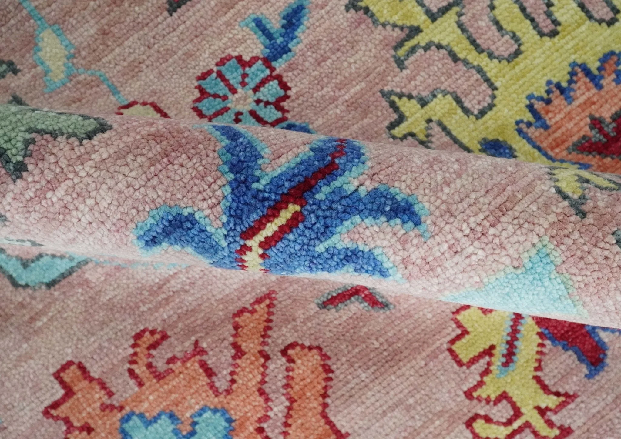 Modern Pink Rug 8x10 and 9x12 Wool Colorful Hand knotted Oushak Area Rug - Image 7