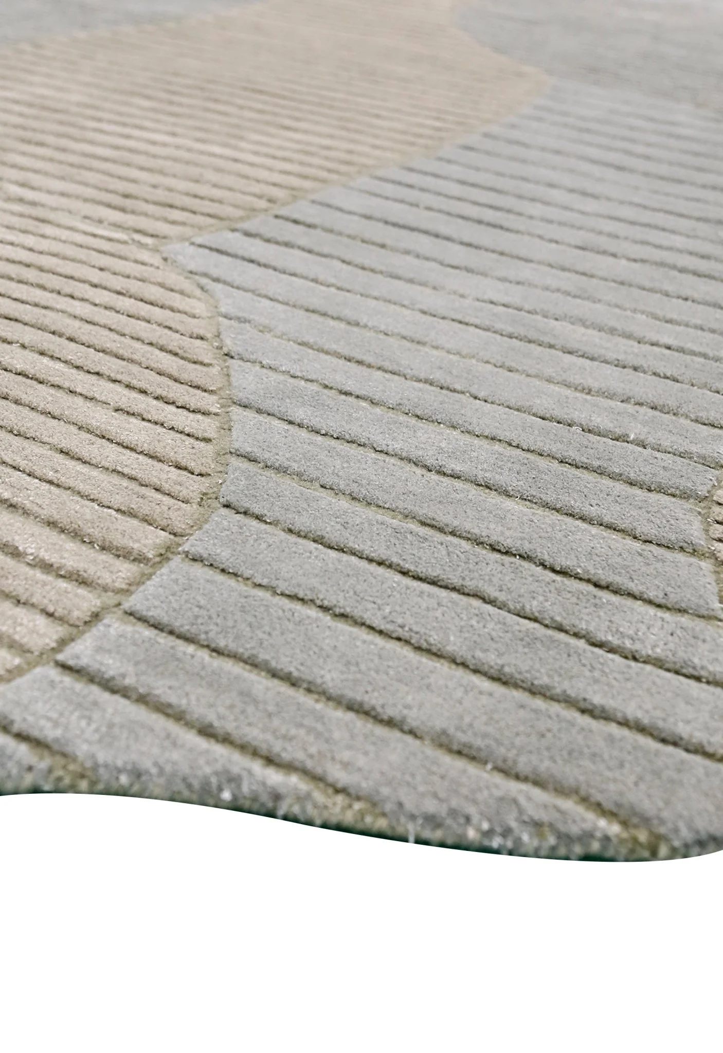 Stone Modern Ripple Beige And Gray Hand Tufted 5x7 Wool Rug - Image 3
