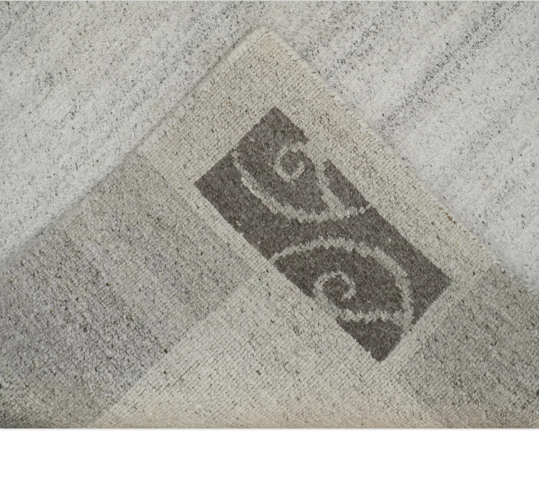 Modern Scandinavian 4.7x6.5 Brown and Silver Wool Hand Woven Area Rug | HL47 - Image 5