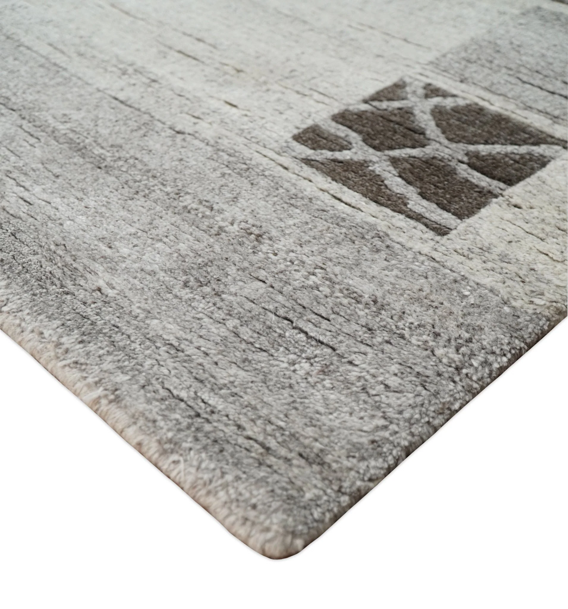 Modern Scandinavian 4.7x6.5 Brown and Silver Wool Hand Woven Area Rug | HL47 - Image 7