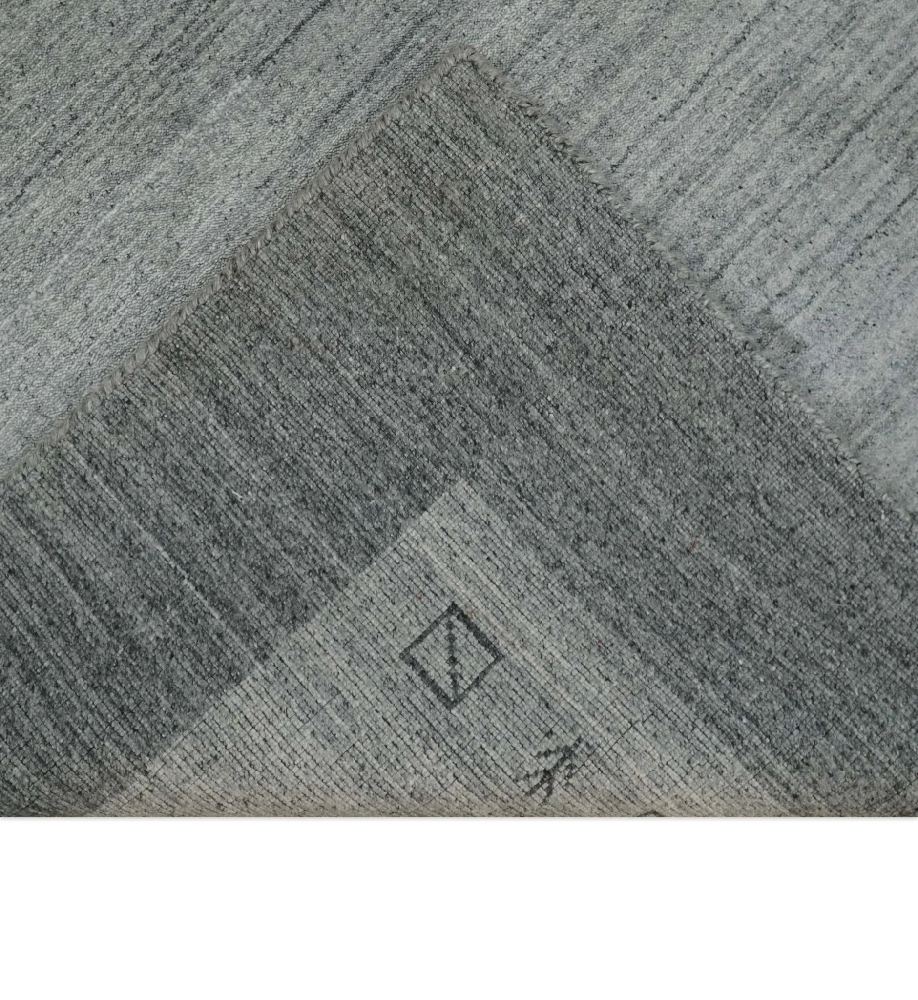 Modern Scandinavian 5x6.5 Gray and Silver Blended Wool Hand Woven Area Rug | HL48 - Image 5