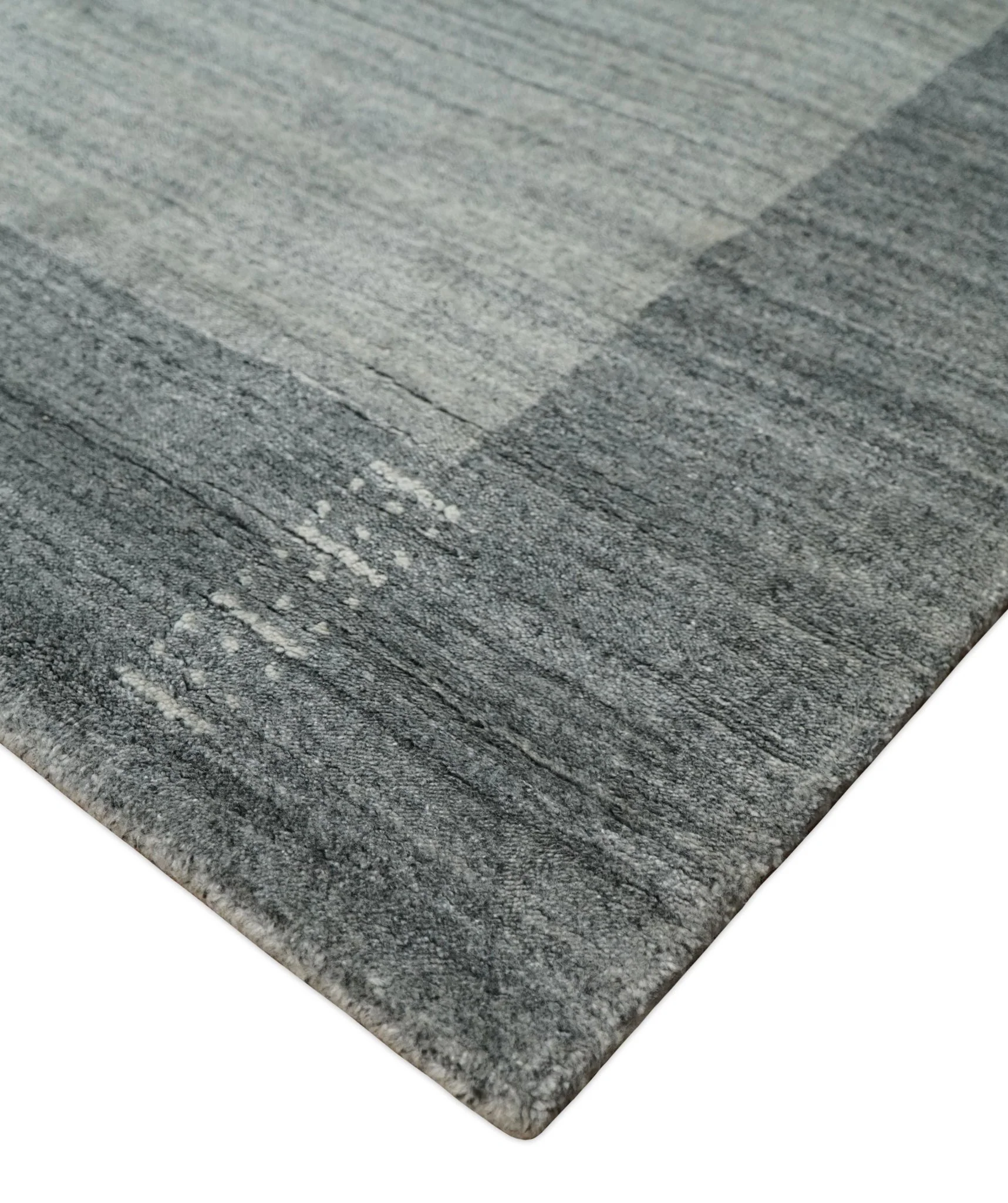 Modern Scandinavian 5x6.5 Gray and Silver Blended Wool Hand Woven Area Rug | HL48 - Image 7