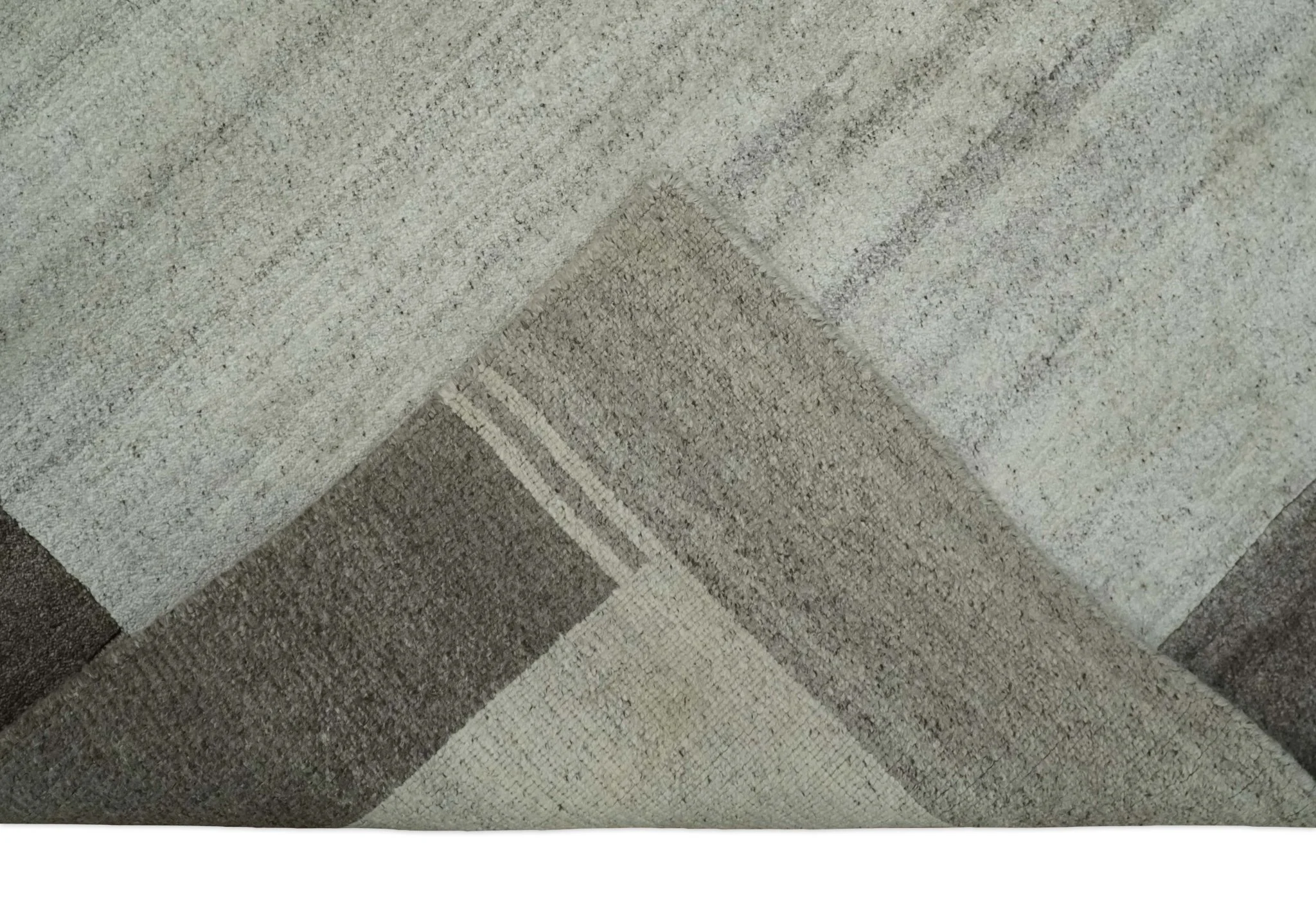 Modern Scandinavian 6x8 Ivory and Silver Wool Hand Woven Area Rug | HL16 - Image 5