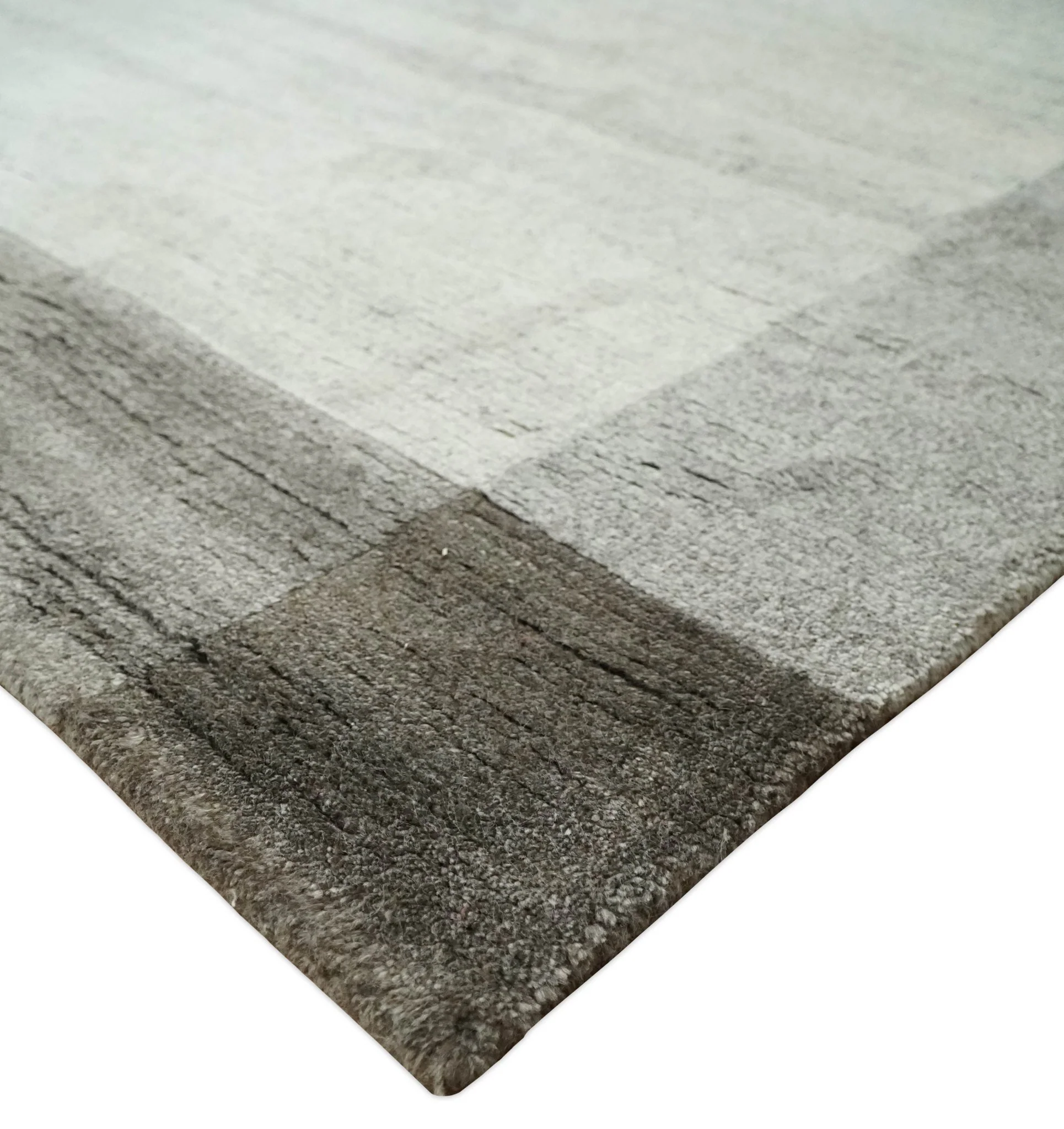 Modern Scandinavian 6x8 Ivory and Silver Wool Hand Woven Area Rug | HL16 - Image 7