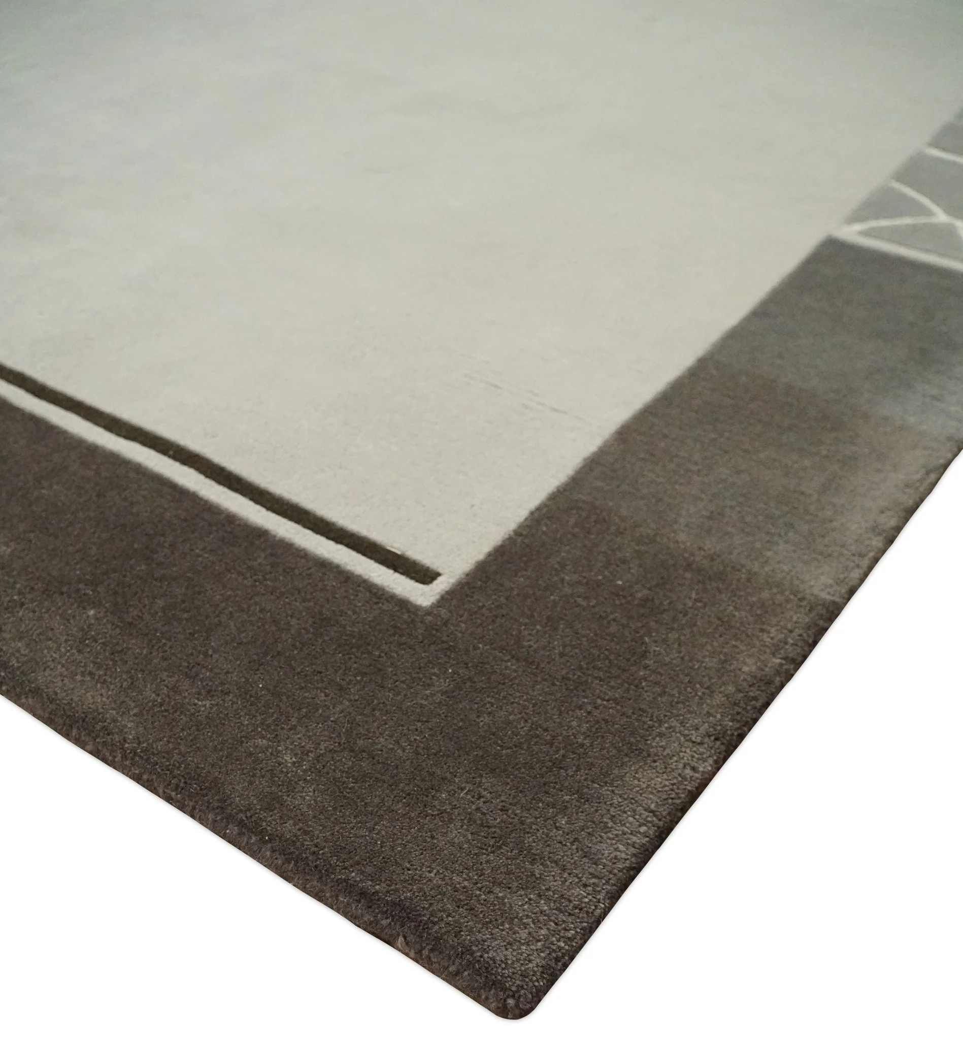 Modern Scandinavian 6x8 Silver and Charcoal Wool Hand Woven Area Rug | HL9 - Image 6