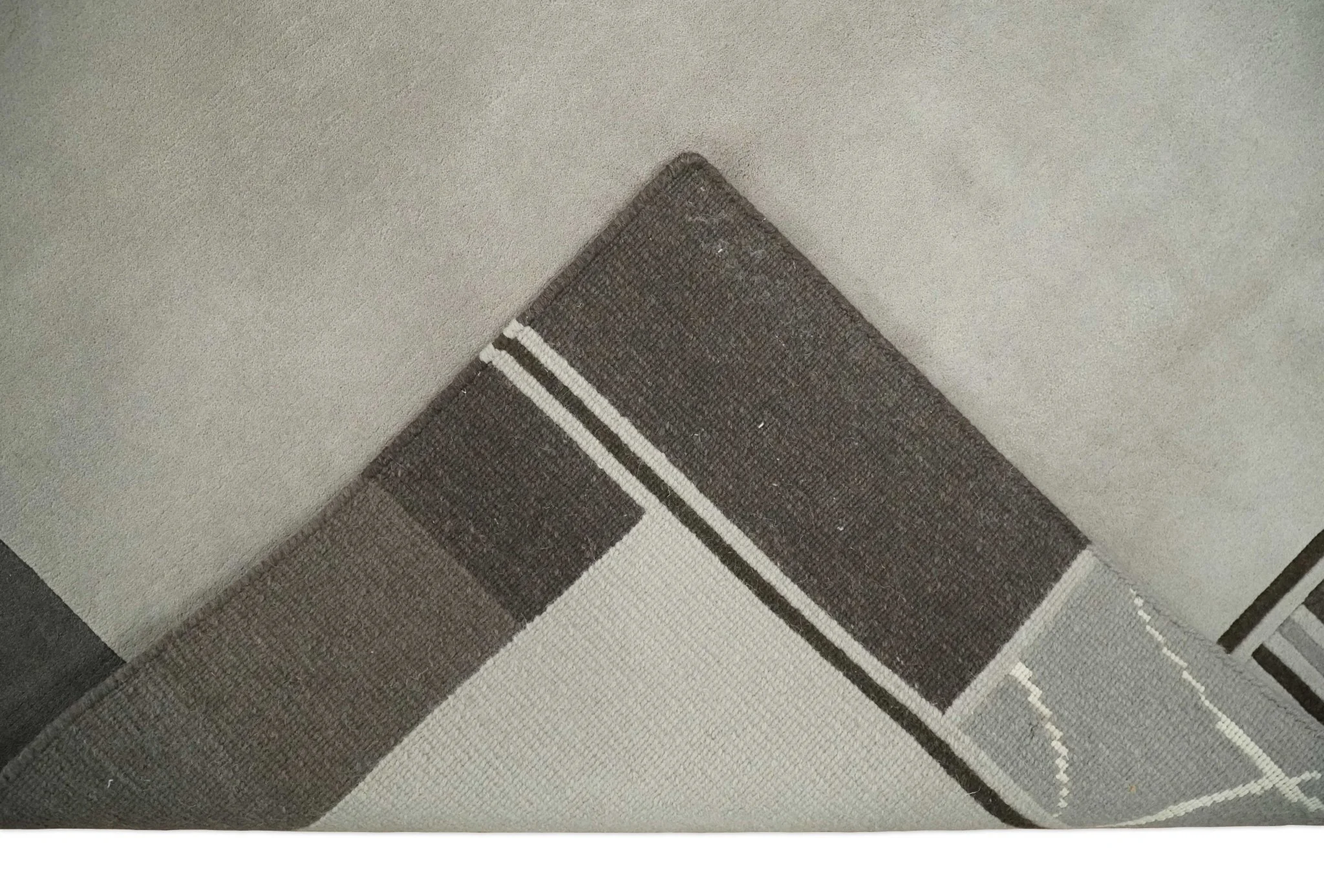 Modern Scandinavian 6x8 Silver and Charcoal Wool Hand Woven Area Rug | HL9 - Image 7