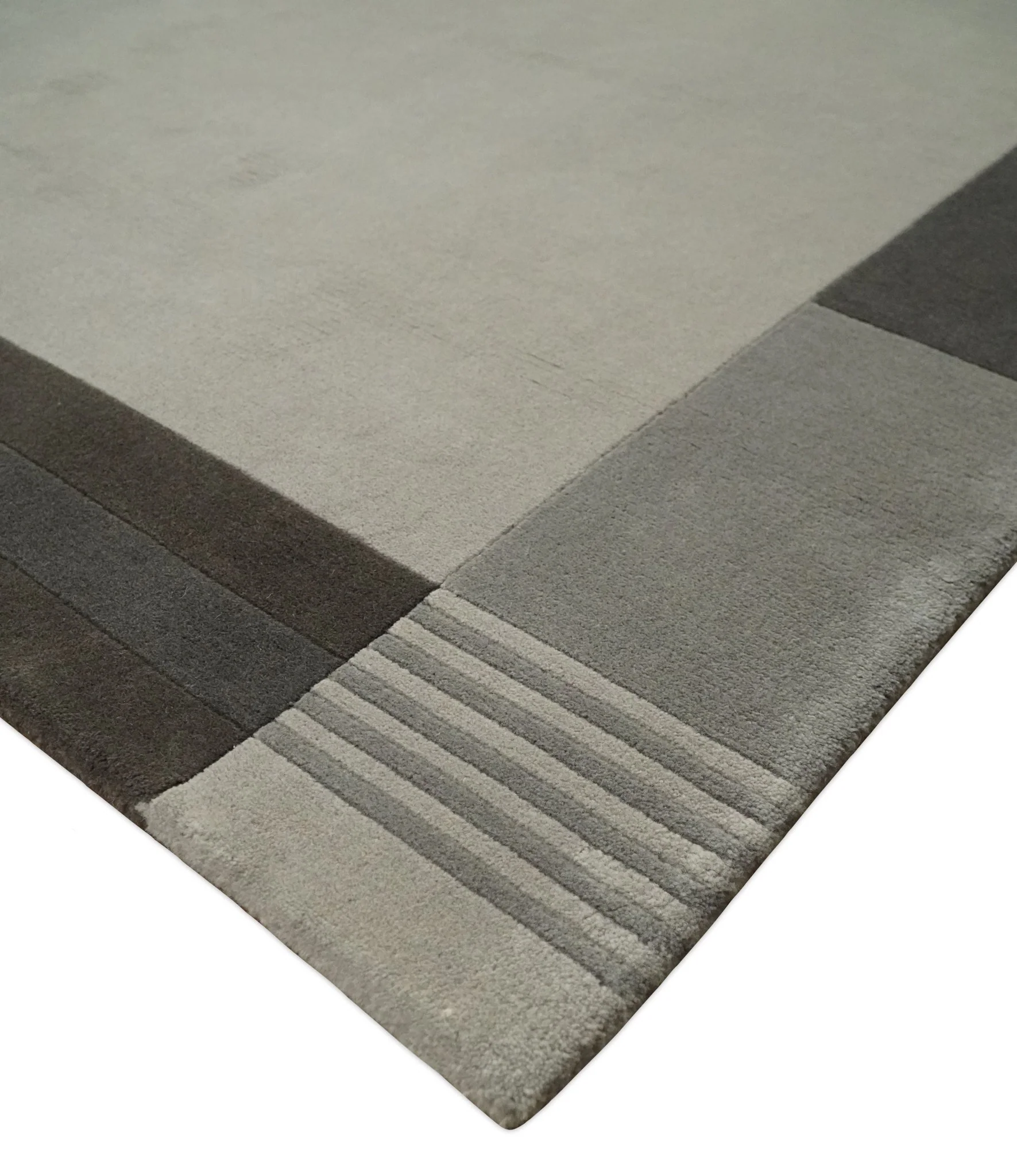 Modern Scandinavian 6x8 Silver and Gray Wool Hand Woven Area Rug | HL8 - Image 5