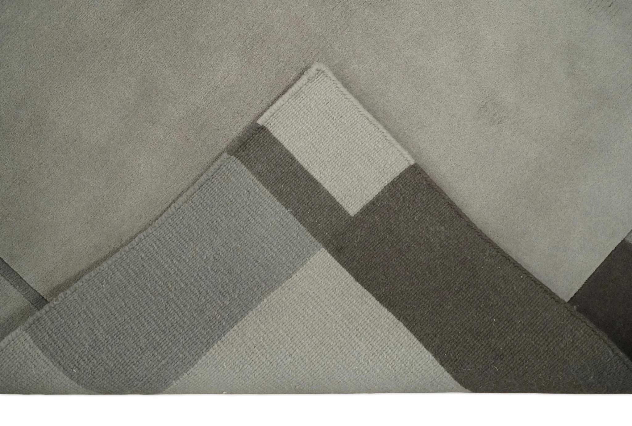 Modern Scandinavian 6x8 Silver and Gray Wool Hand Woven Area Rug | HL8 - Image 8