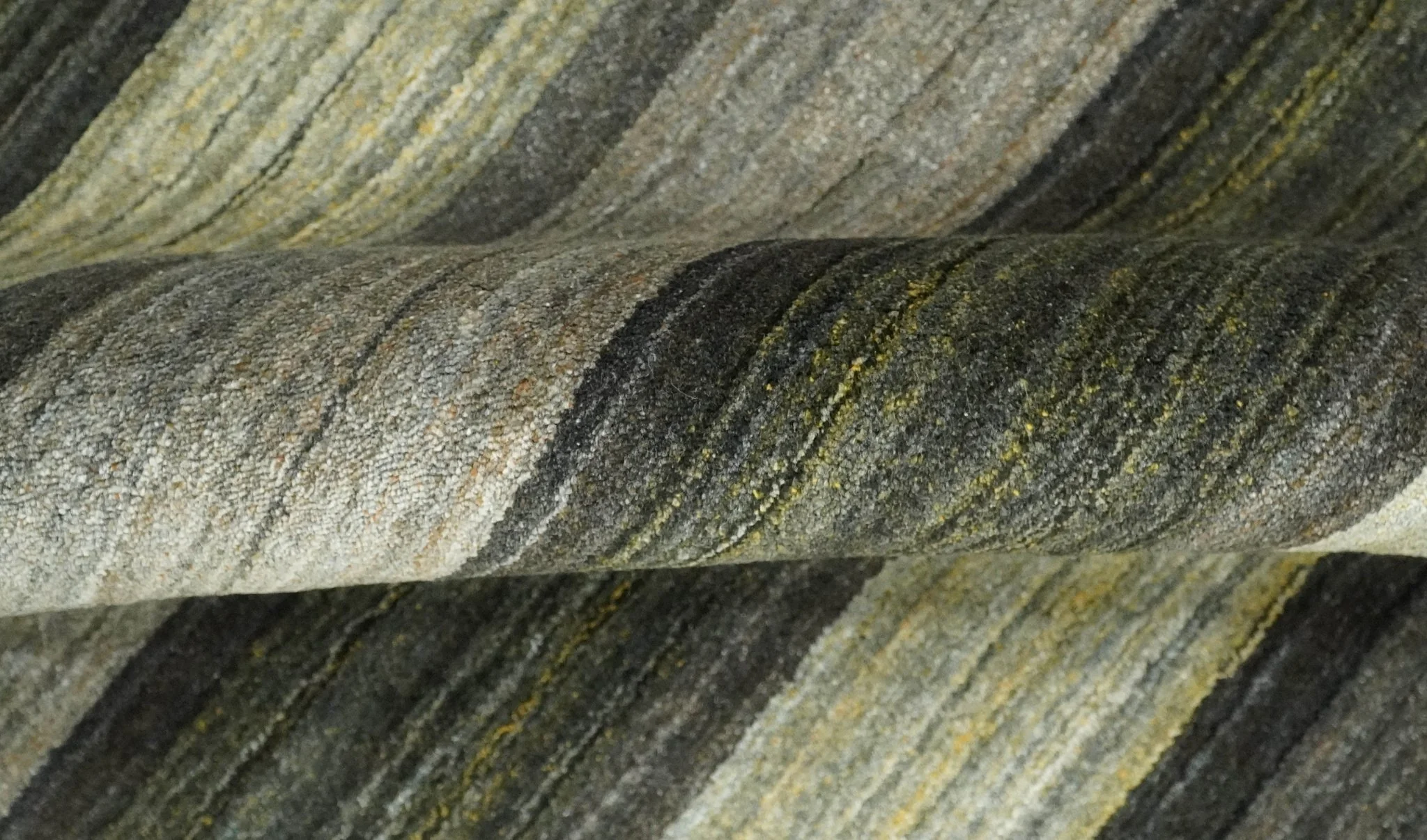Modern Scandinavian Stripes 5x7 Antique Moss Green and Gray Wool Hand Woven Area Rug | HL20 - Image 6