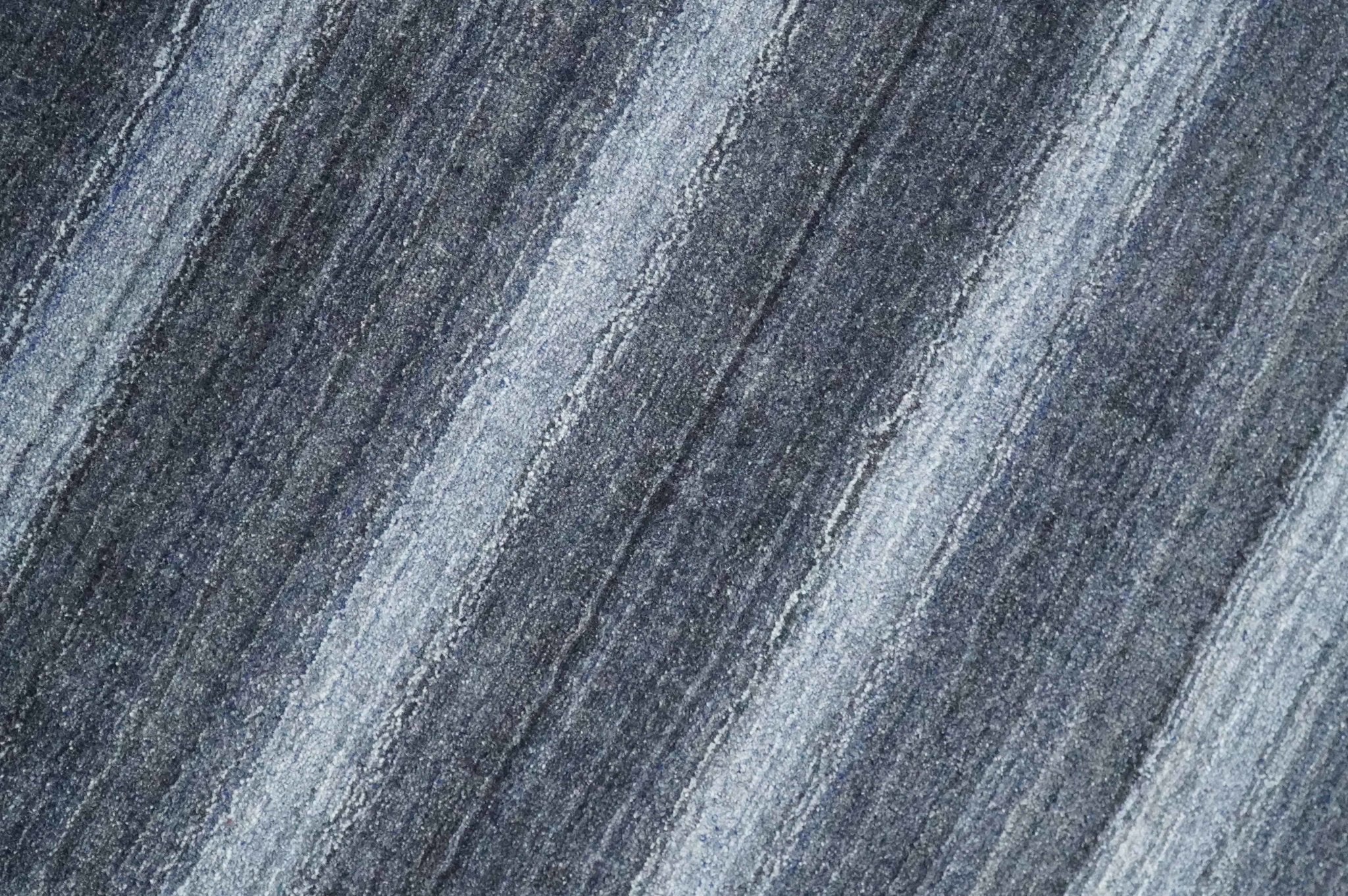 Modern Scandinavian Stripes 5x7 Blue and Silver Wool Hand Woven Area Rug | HL26 - Image 5