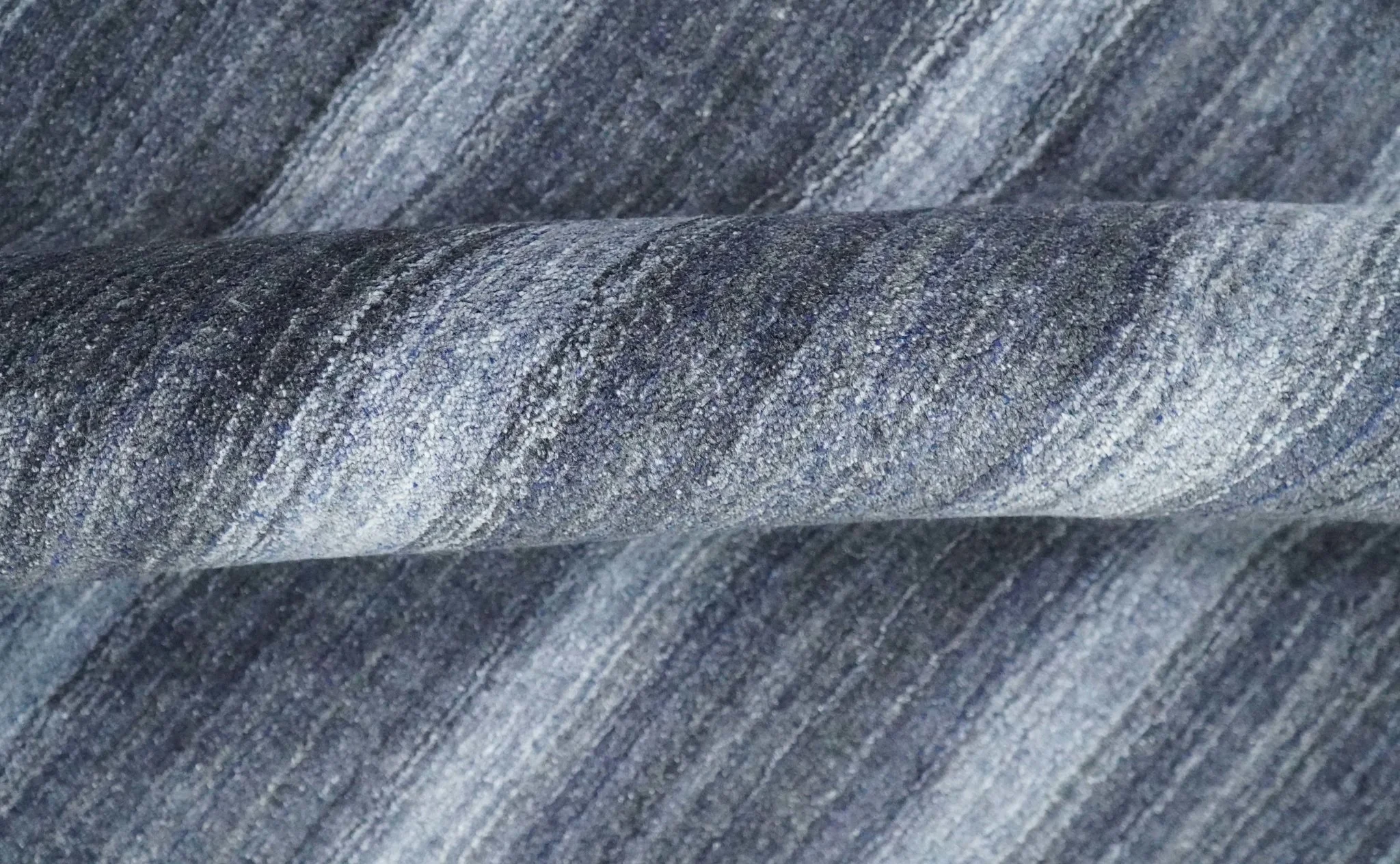 Modern Scandinavian Stripes 5x7 Blue and Silver Wool Hand Woven Area Rug | HL26 - Image 7