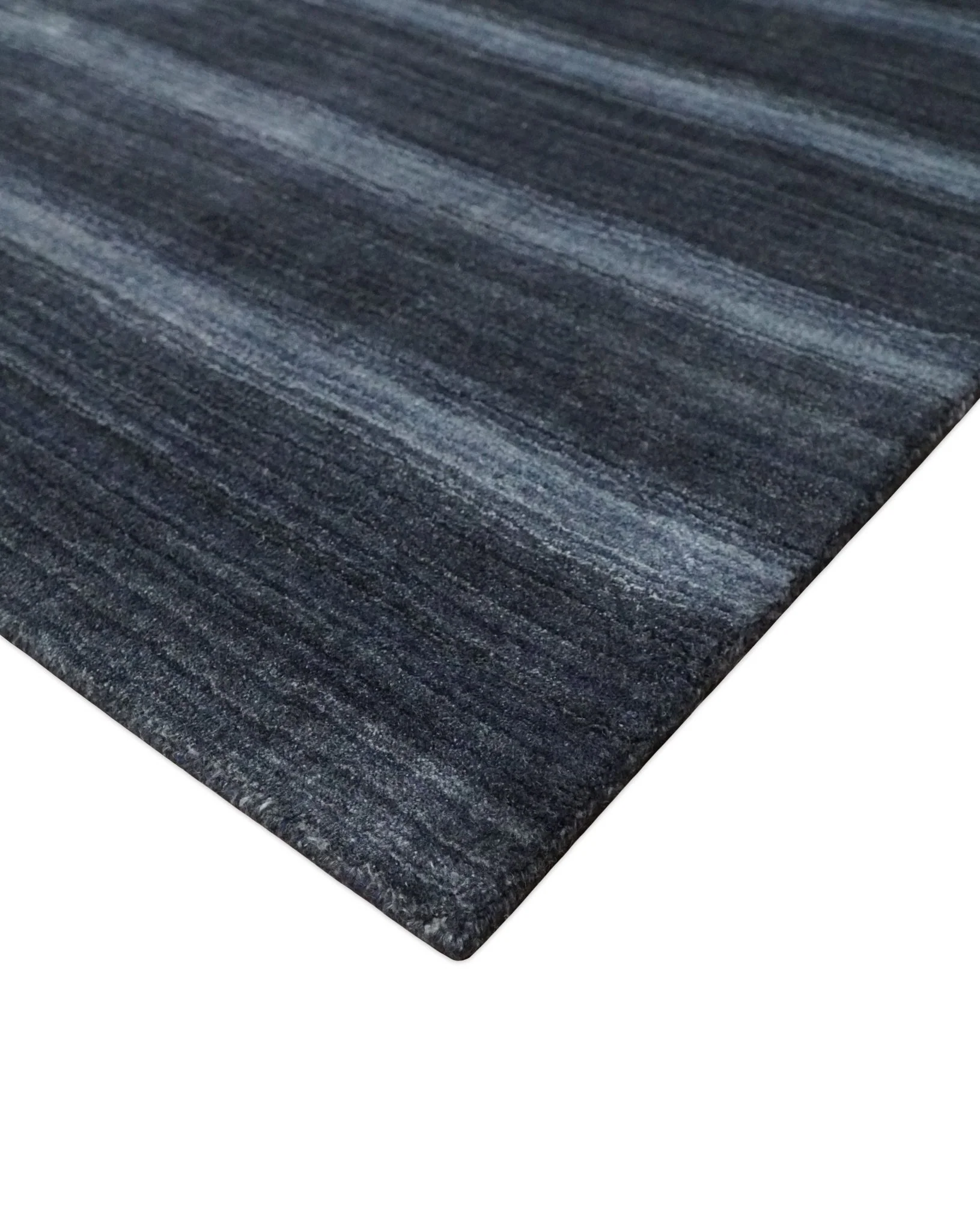 Modern Scandinavian Stripes 5x7 Blue and Silver Wool Hand Woven Area Rug | HL26 - Image 8