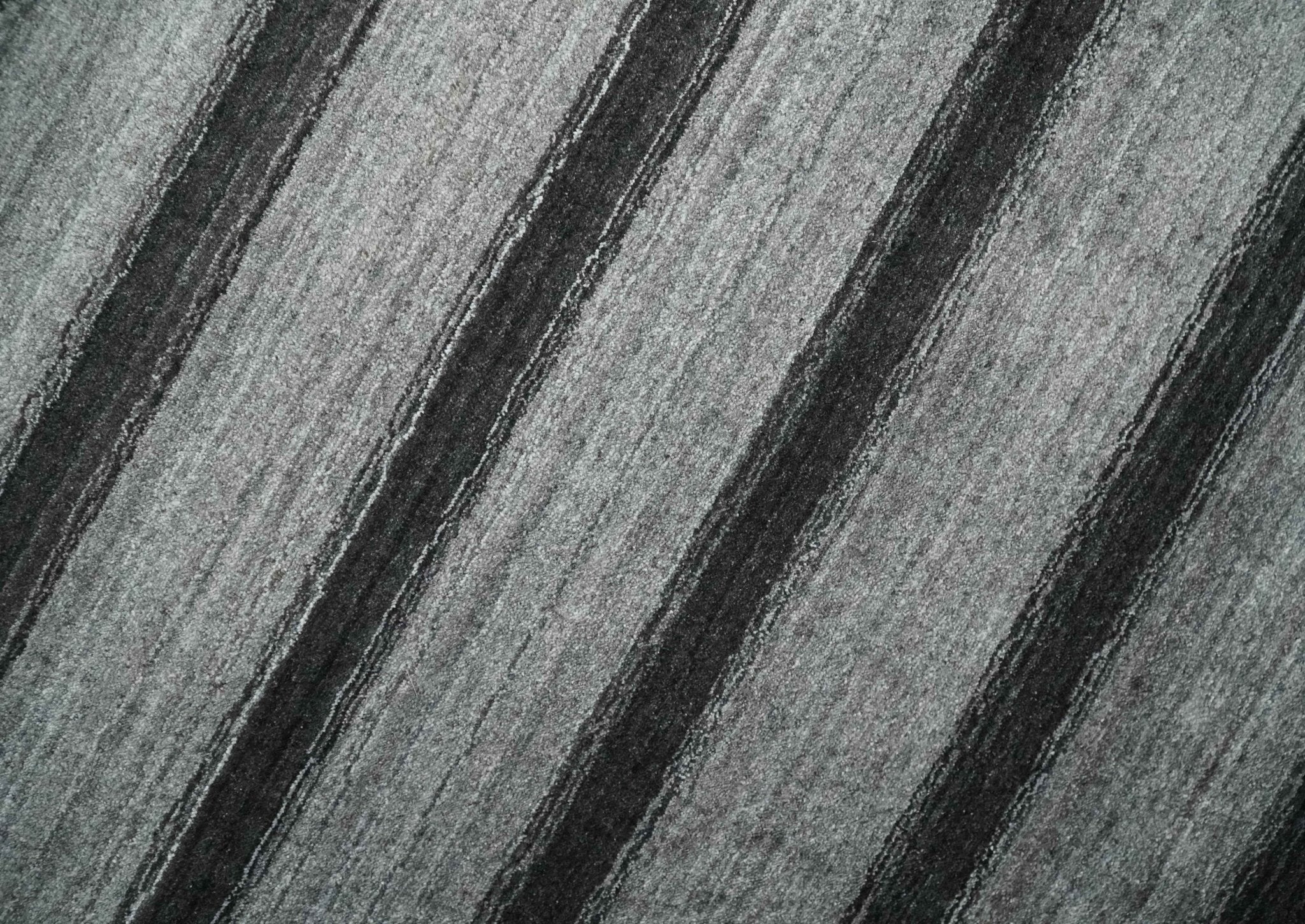 Modern Scandinavian Stripes Style 5x7 Silver and Gray Wool Hand Woven Area Rug | HL11 - Image 10