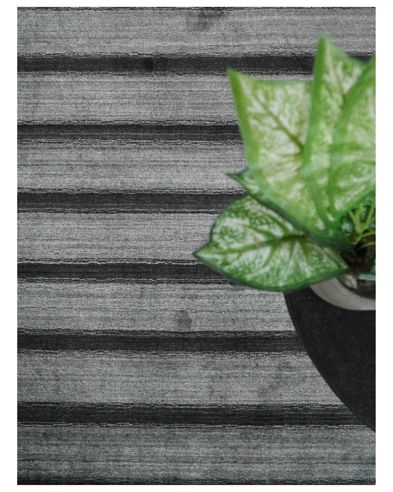Modern Scandinavian Stripes Style 5x7 Silver and Gray Wool Hand Woven Area Rug | HL11 - Image 7