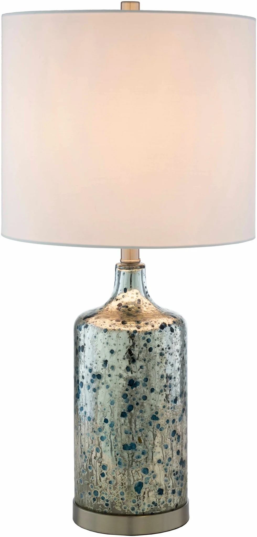 Modern Silver and White Cylindrical Table Lamp - Image 9