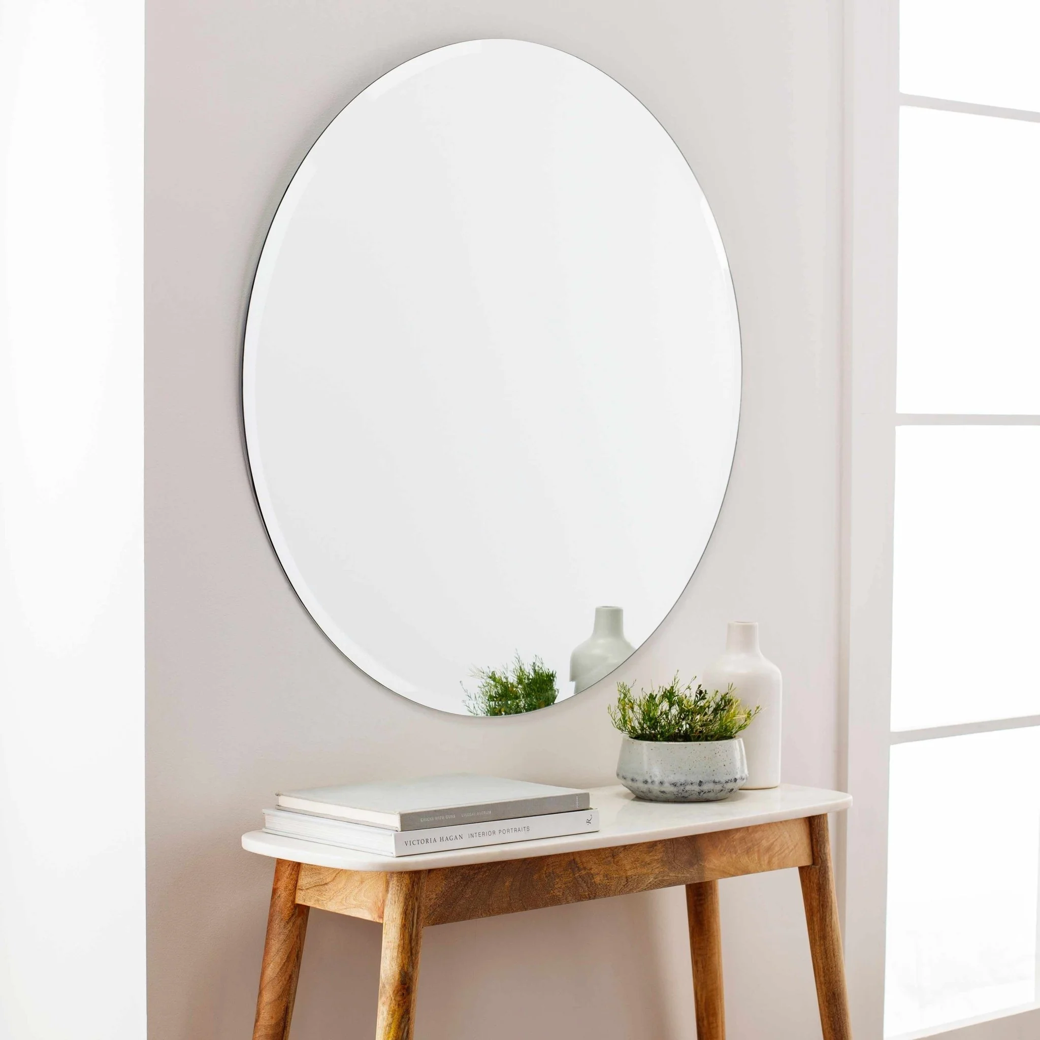 Modern Silver Framed Round Wall hanging Mirror - Image 16