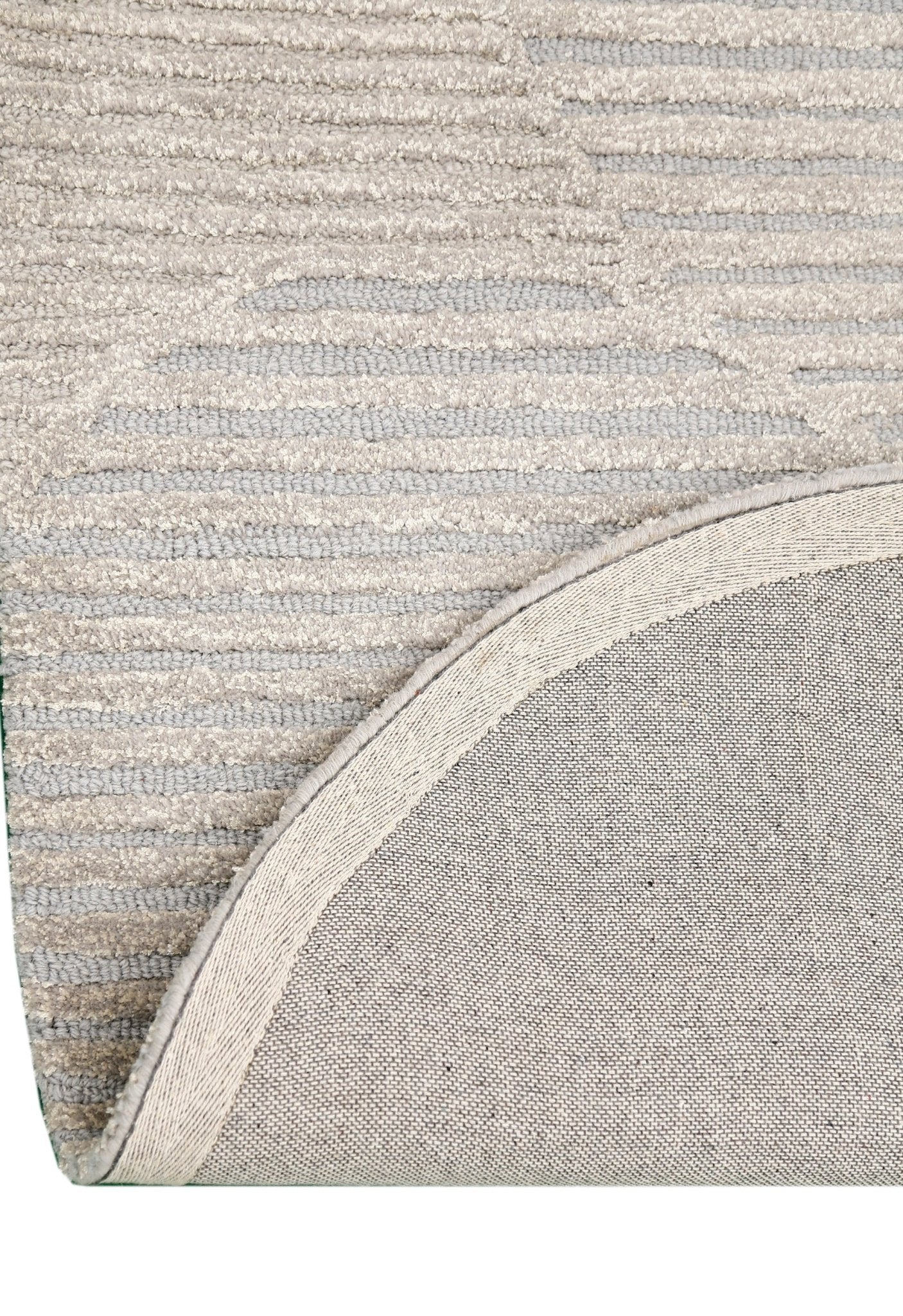 Stone Modern Silver and Beige Ripple Hand Tufted 5x7 Wool Rug - Image 3
