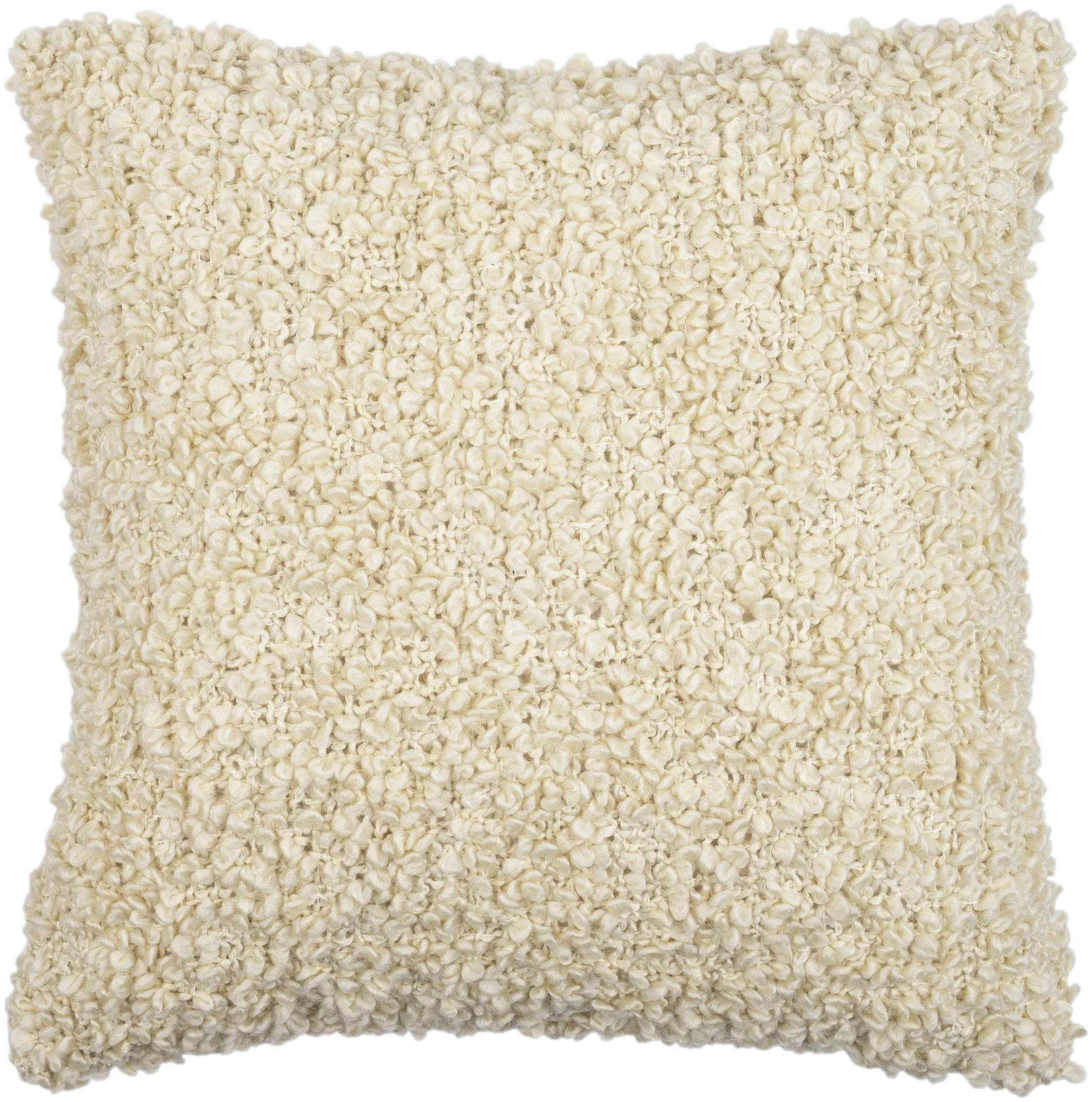 Modern Solid Beige fluffy loop textured Square Throw pillow - Image 2