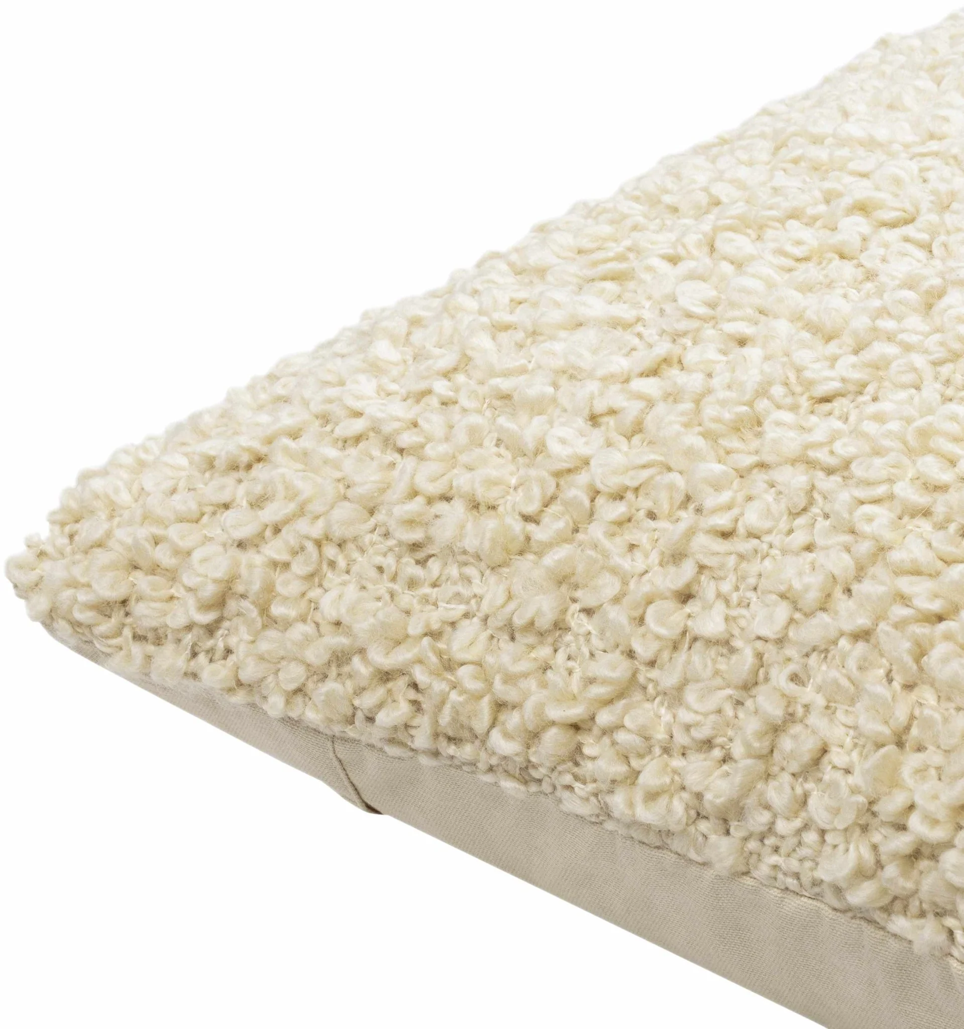 Modern Solid Beige fluffy loop textured Square Throw pillow - Image 3