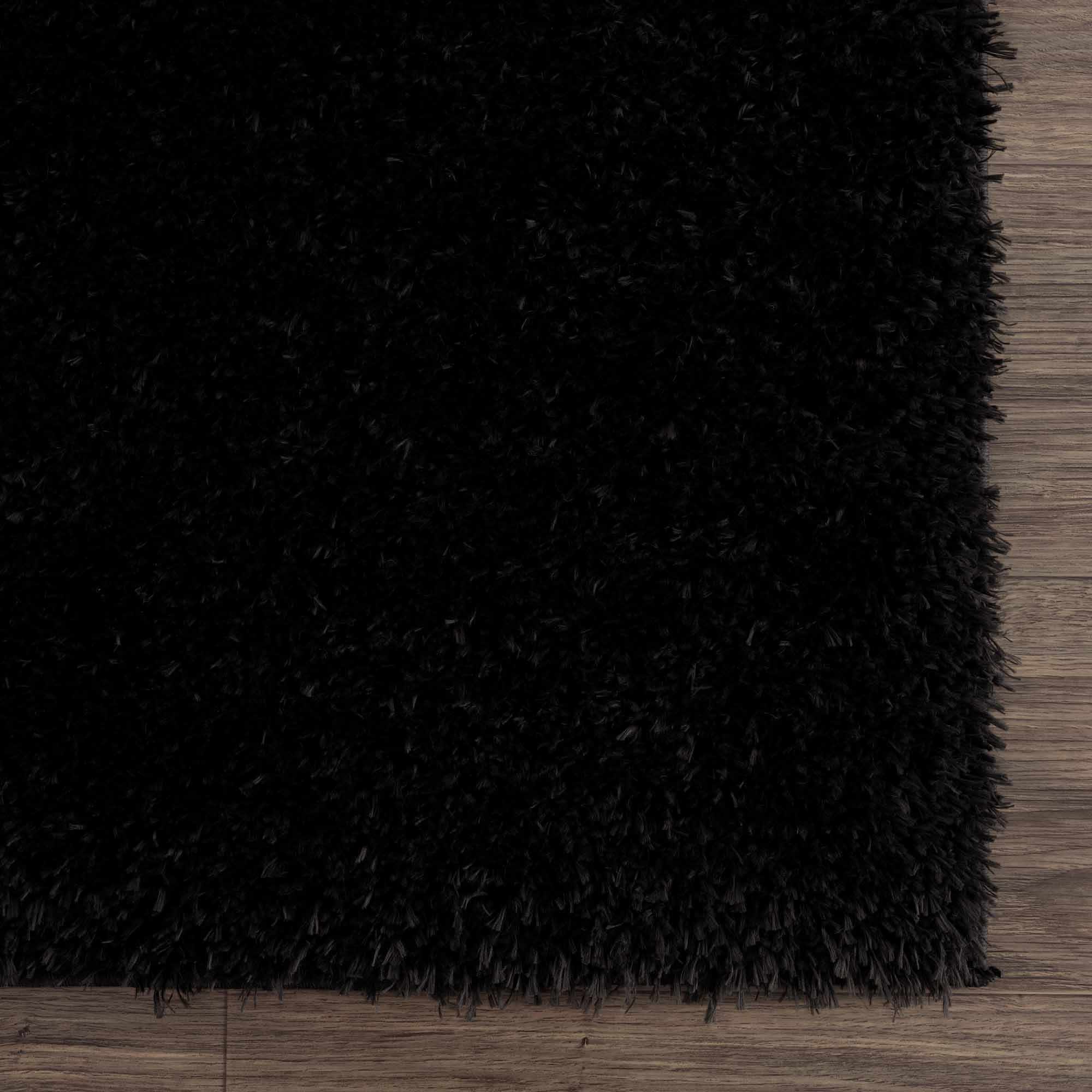Modern Solid Black Plush Pile Moroccan Style Washable Area Rug - Image 10