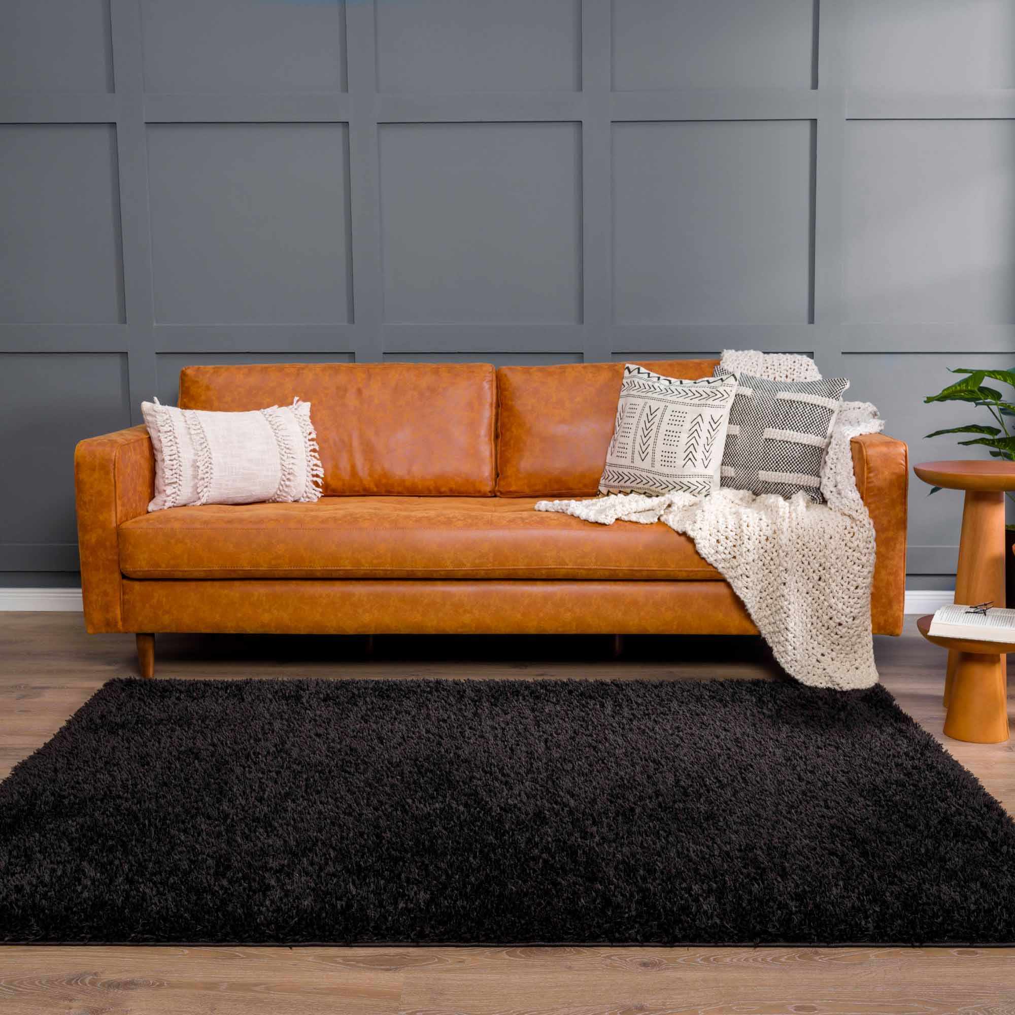 Modern Solid Black Plush Pile Moroccan Style Washable Area Rug - Image 17