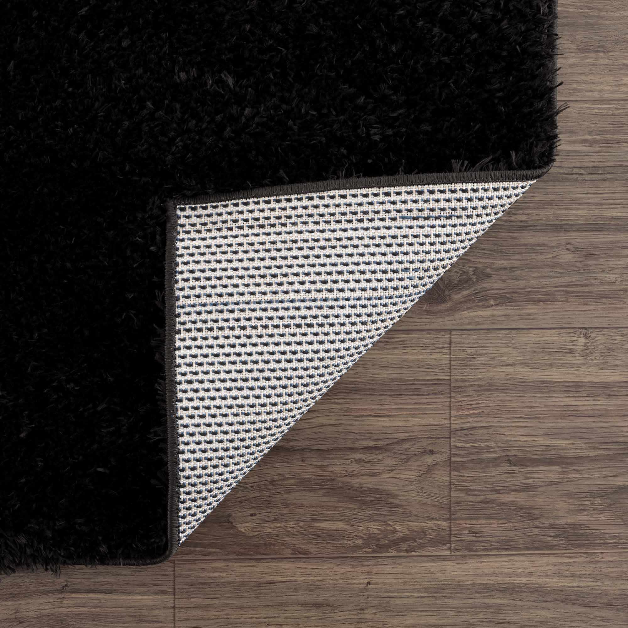 Modern Solid Black Plush Pile Moroccan Style Washable Area Rug - Image 5