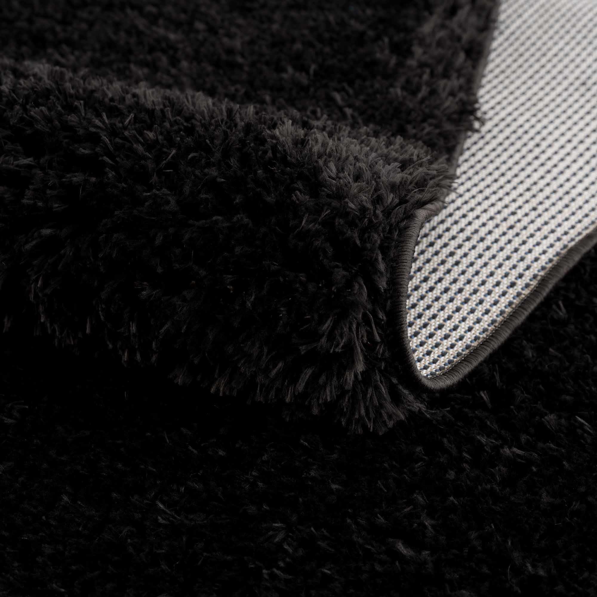 Modern Solid Black Plush Pile Moroccan Style Washable Area Rug - Image 7