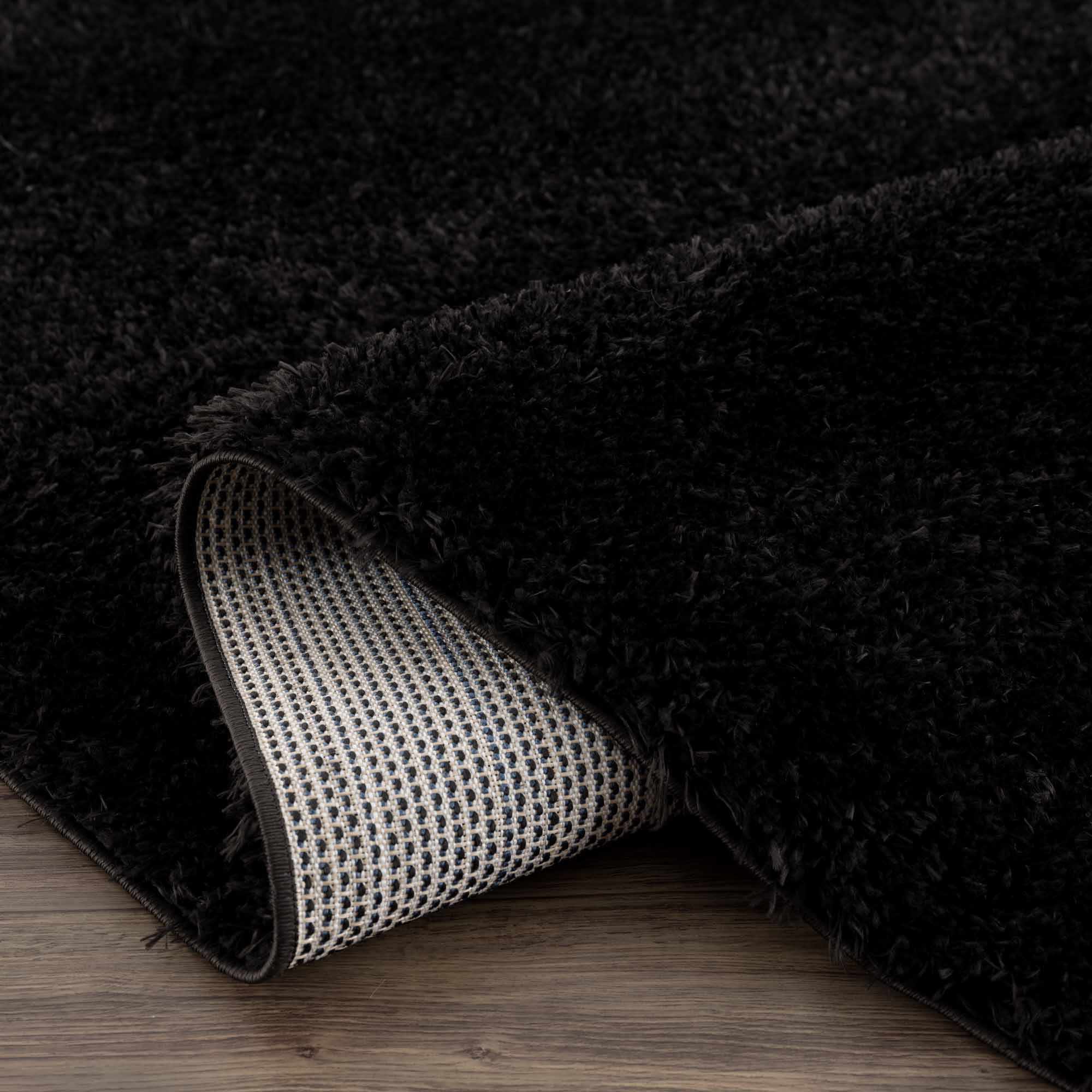 Modern Solid Black Plush Pile Moroccan Style Washable Area Rug - Image 9