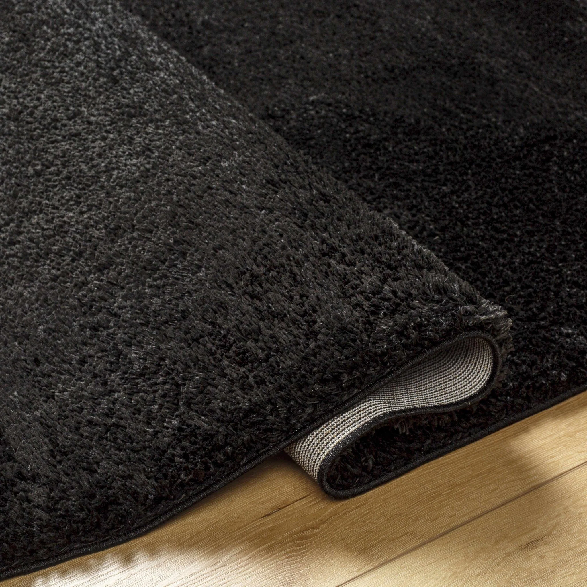 Modern Solid Black Plush Pile Moroccan Area Rug - Image 18