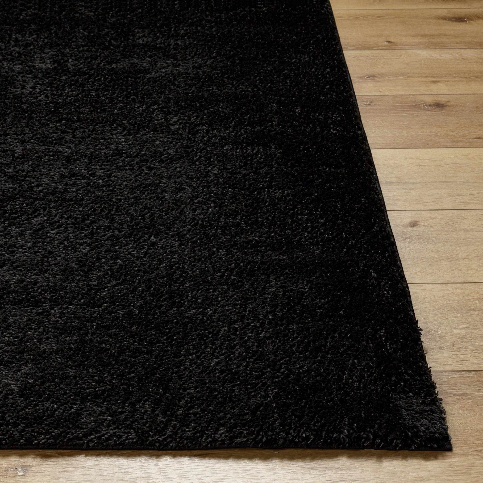 Modern Solid Black Plush Pile Moroccan Area Rug - Image 19