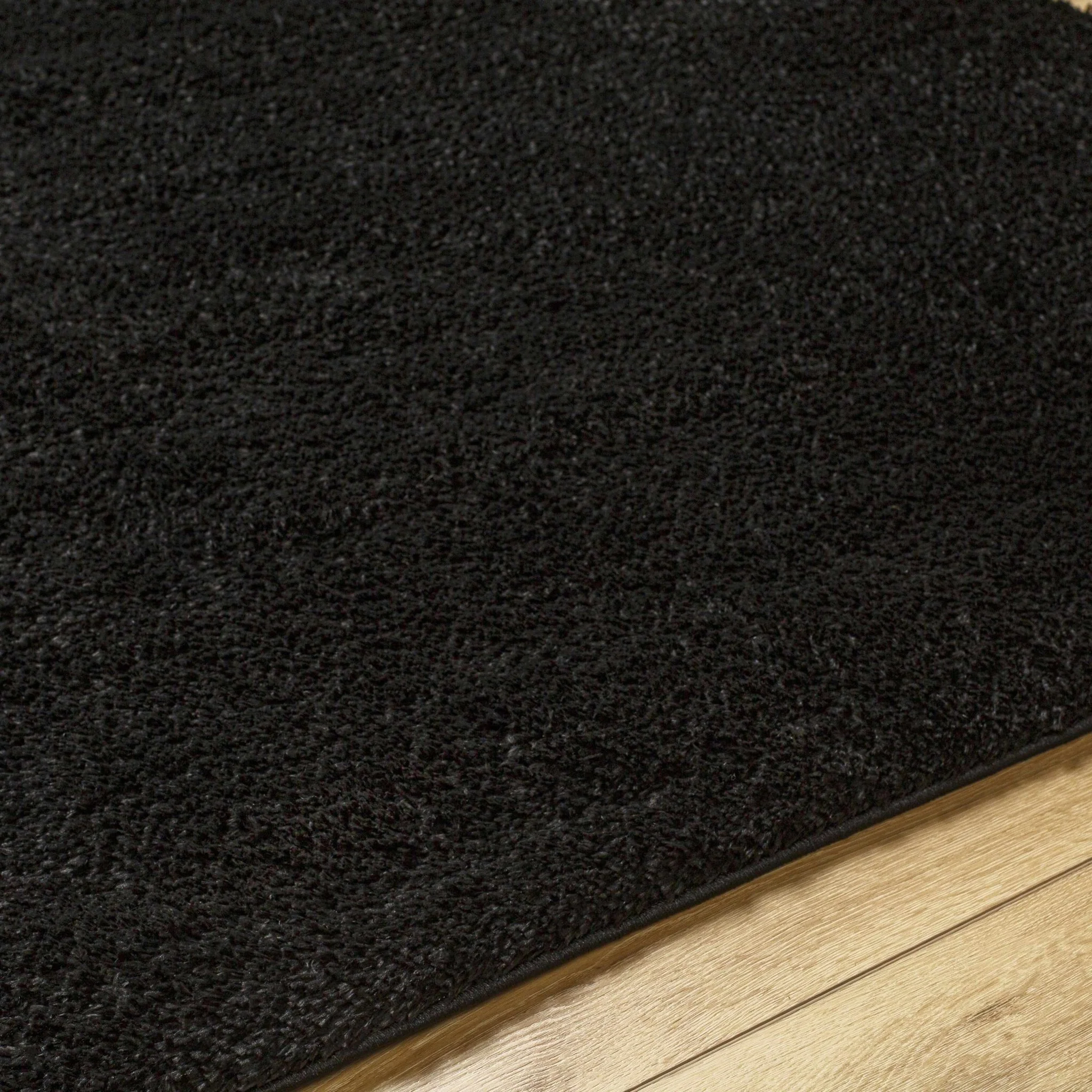 Modern Solid Black Plush Pile Moroccan Area Rug - Image 20