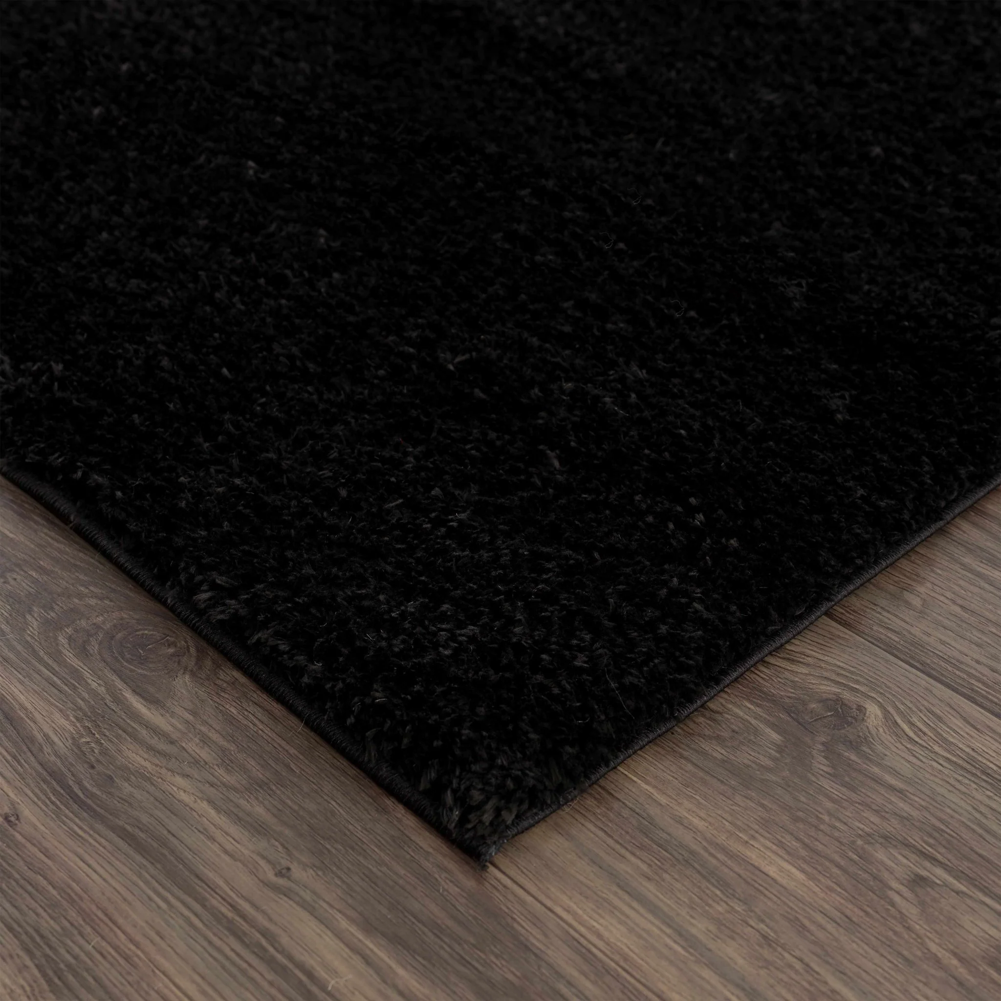 Modern Solid Black Plush Pile Moroccan Area Rug - Image 3