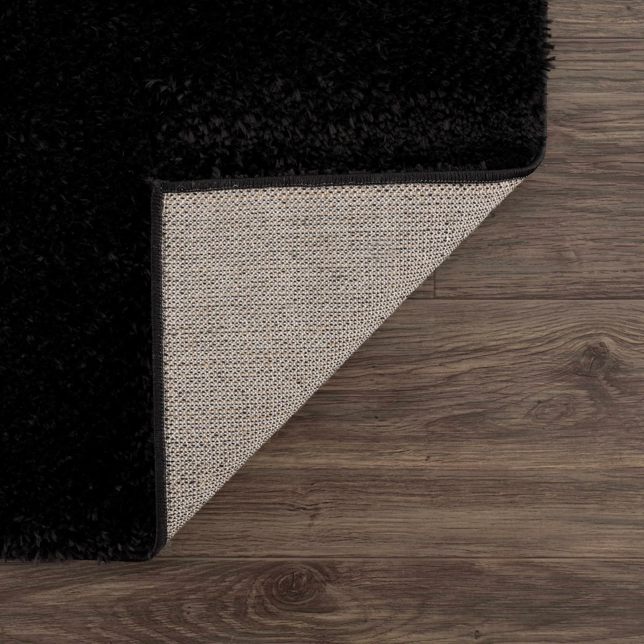 Modern Solid Black Plush Pile Moroccan Area Rug - Image 4