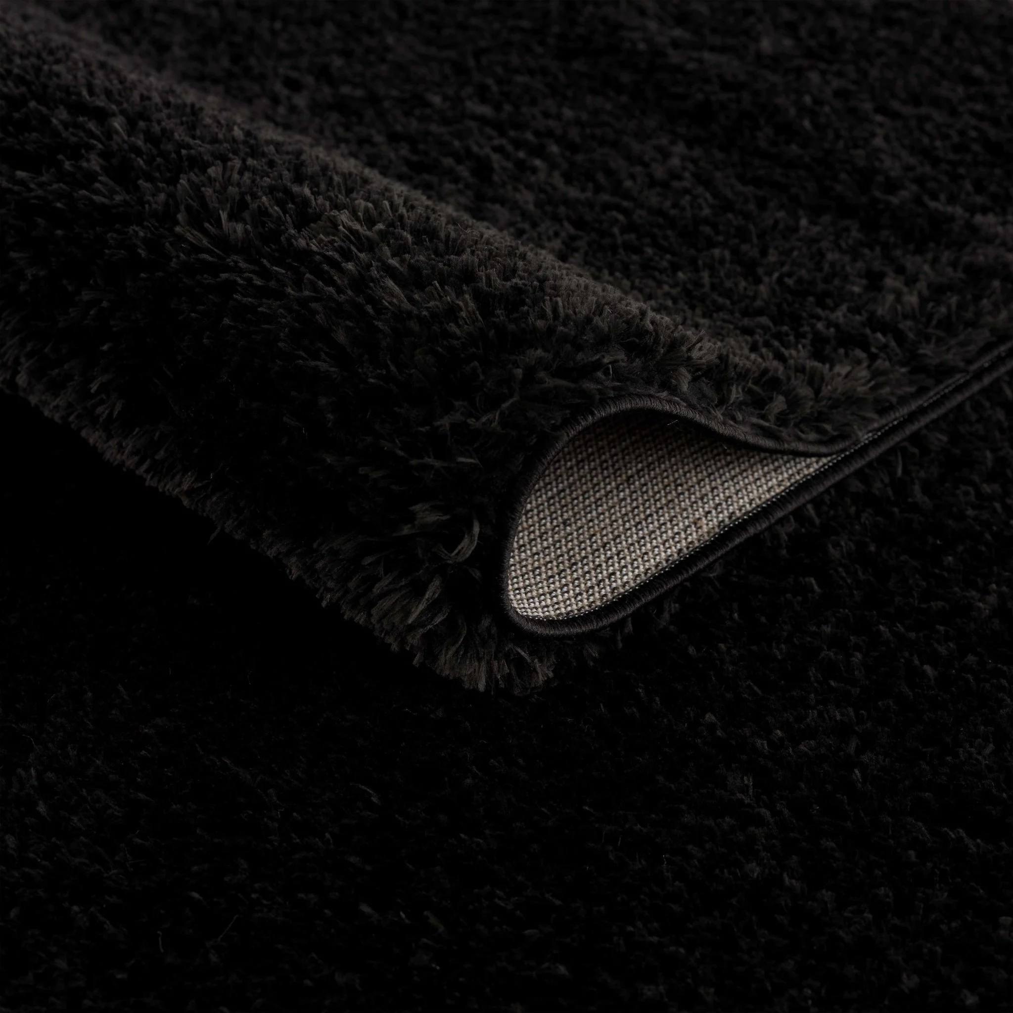 Modern Solid Black Plush Pile Moroccan Area Rug - Image 5