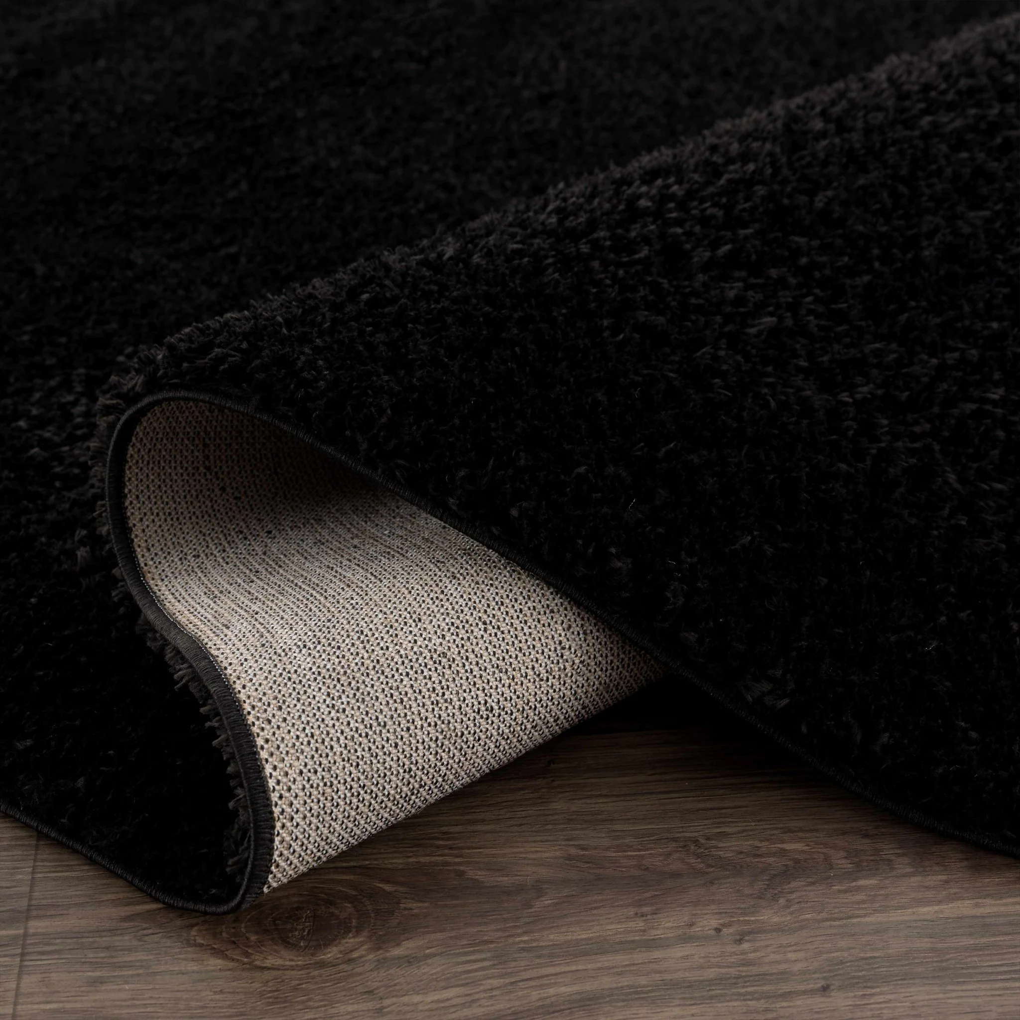 Modern Solid Black Plush Pile Moroccan Area Rug - Image 6