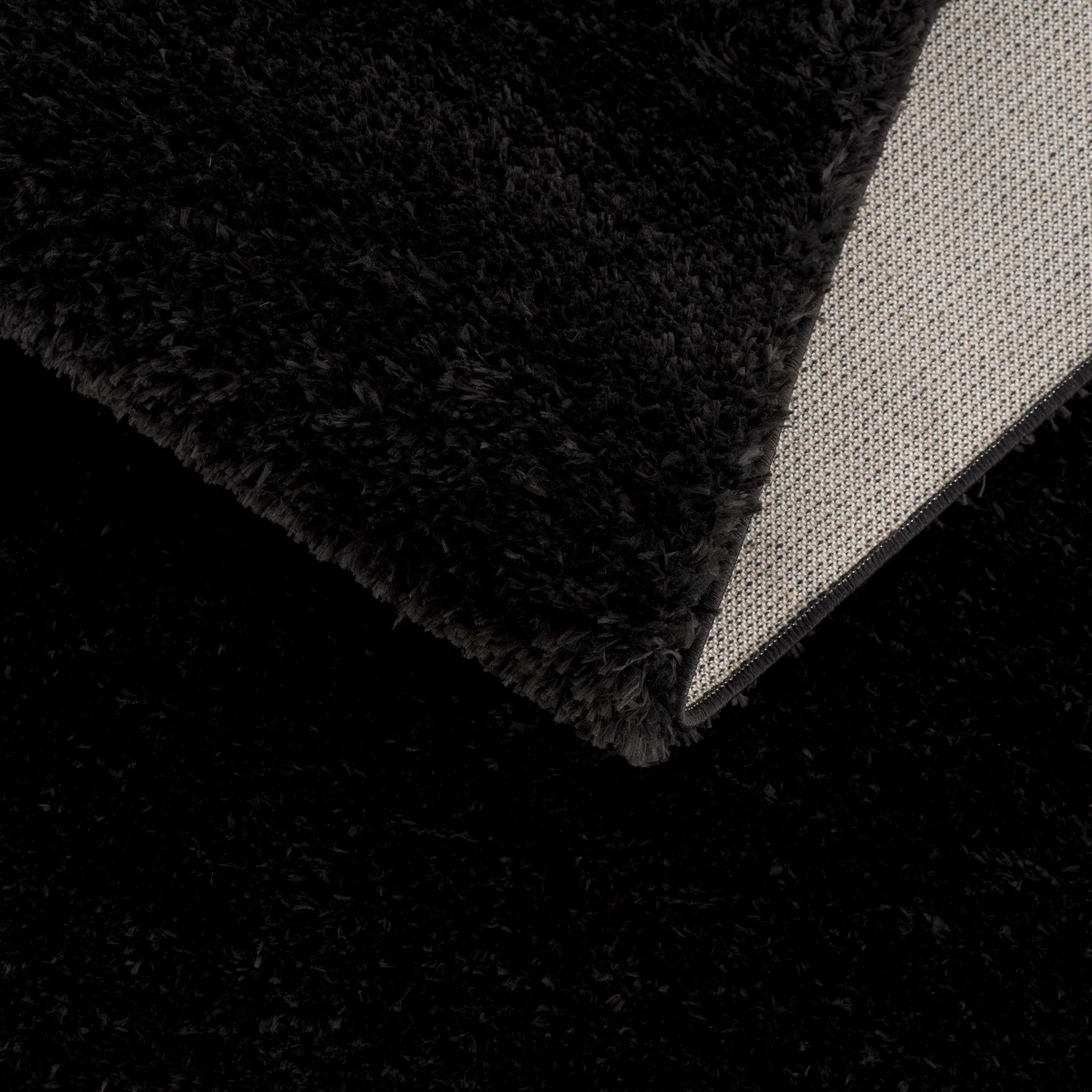 Modern Solid Black Plush Pile Moroccan Area Rug - Image 7