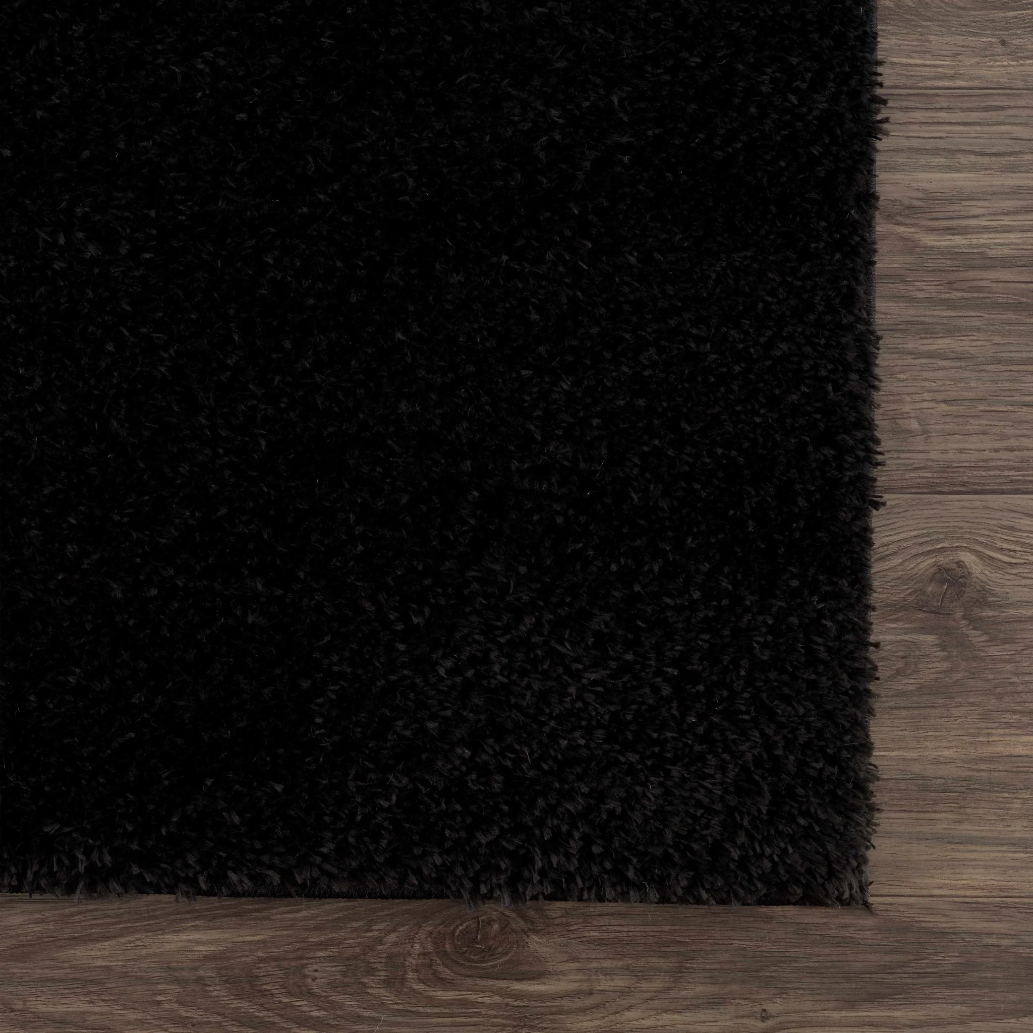 Modern Solid Black Plush Pile Moroccan Area Rug - Image 8