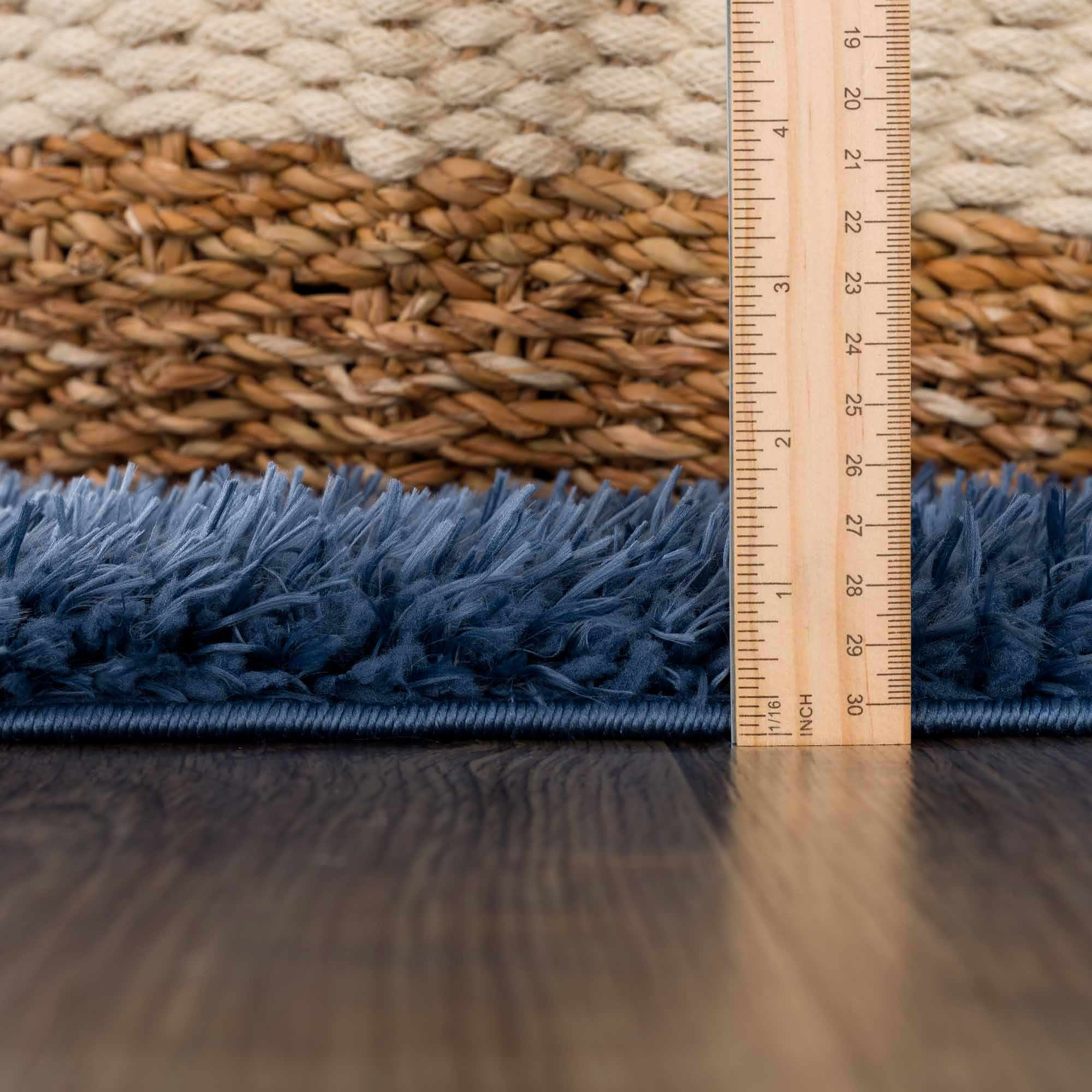 Modern Solid Blue Plush Pile Moroccan Style Washable Area Rug - Image 11