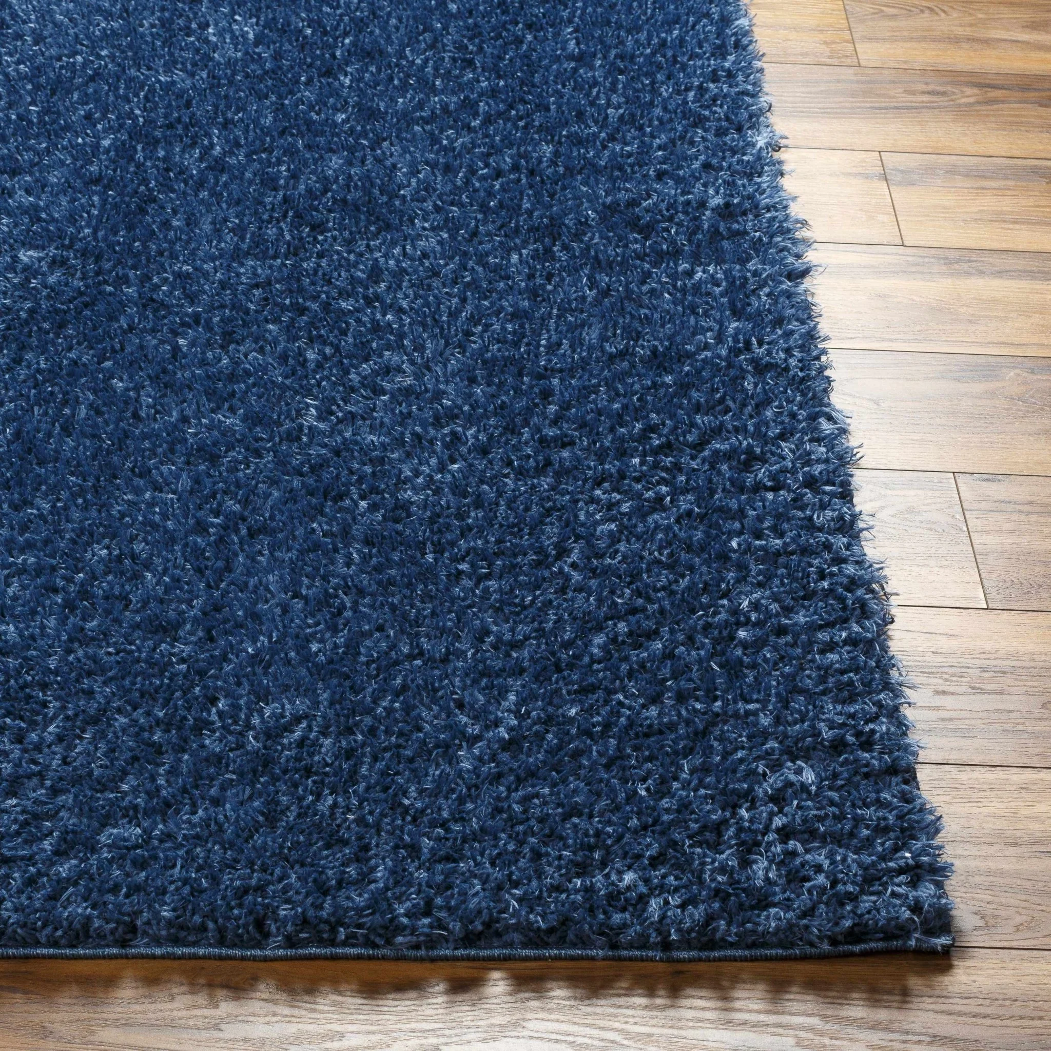 Modern Solid Blue Plush Pile Moroccan Style Washable Area Rug - Image 19