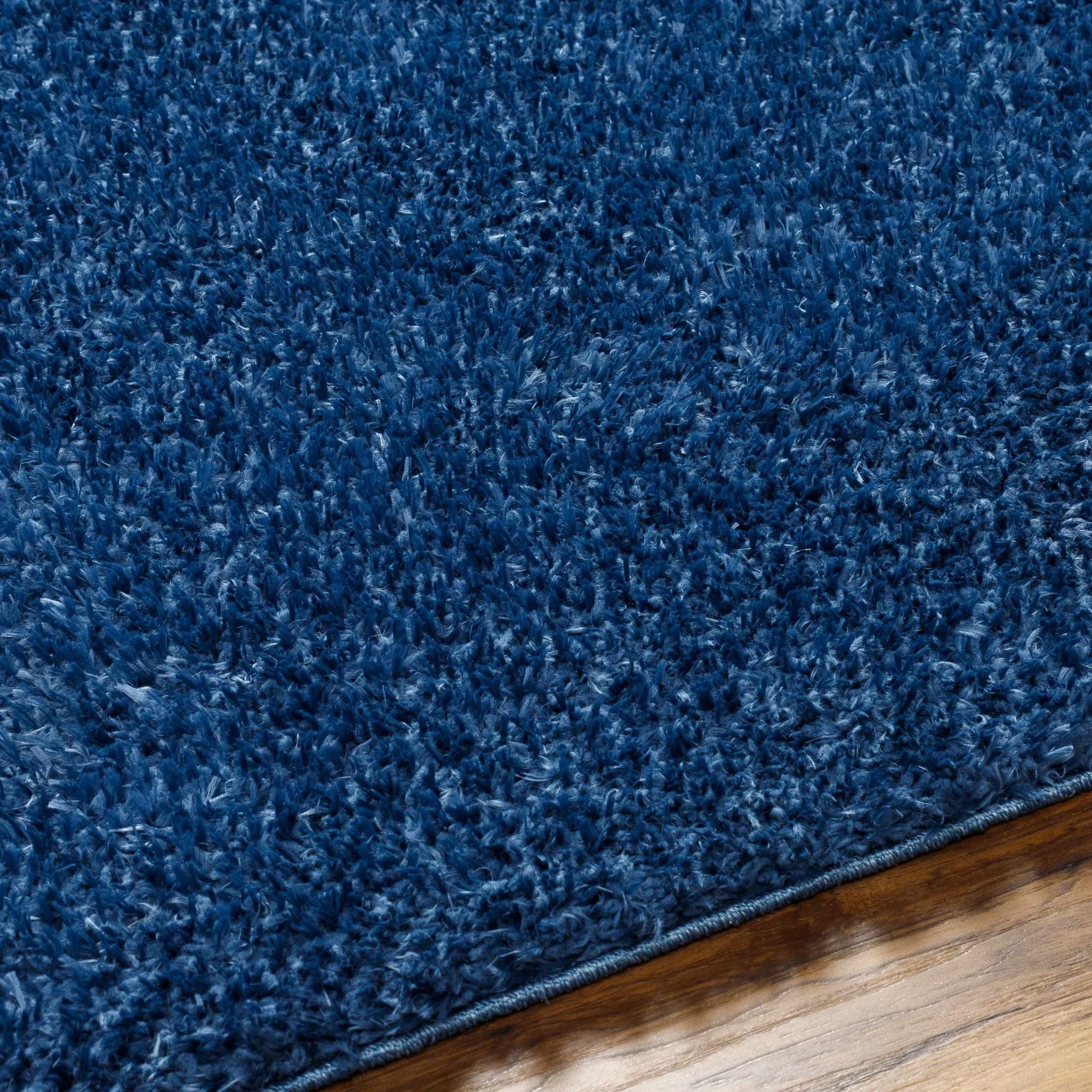 Modern Solid Blue Plush Pile Moroccan Style Washable Area Rug - Image 22