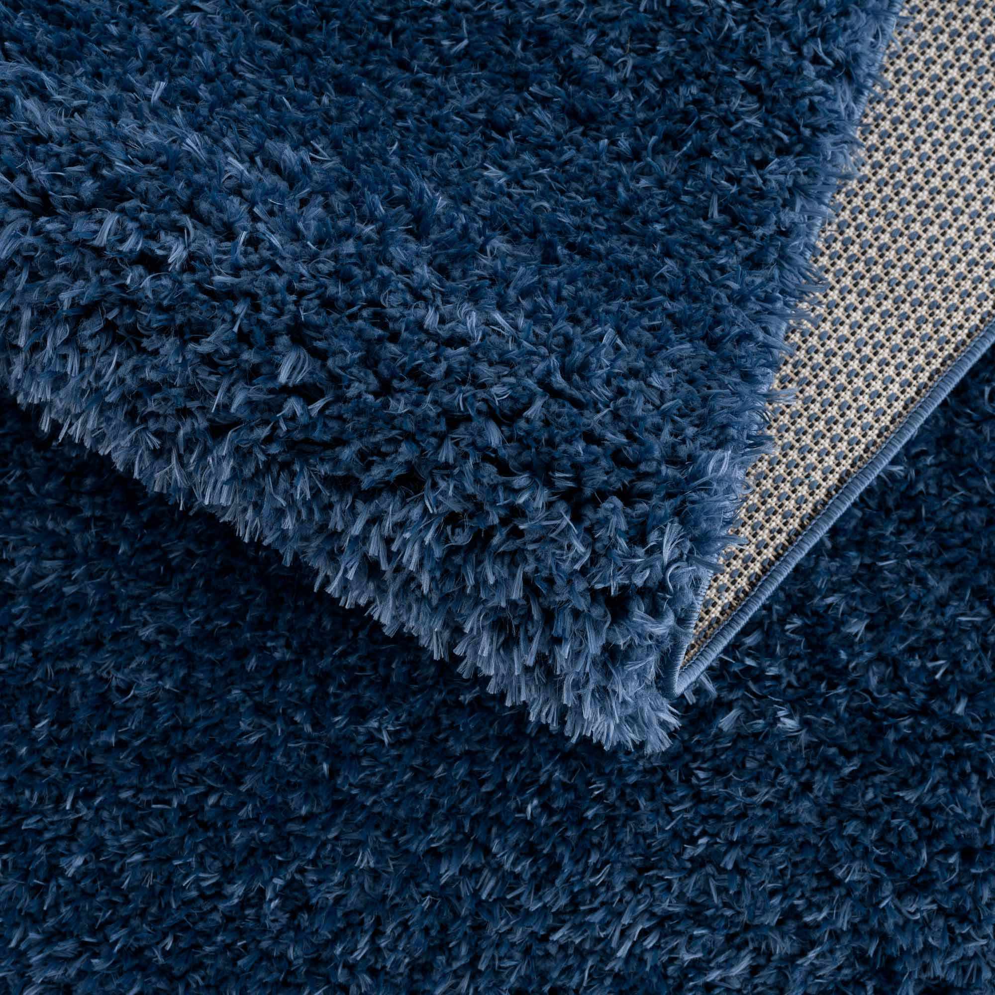 Modern Solid Blue Plush Pile Moroccan Style Washable Area Rug - Image 8