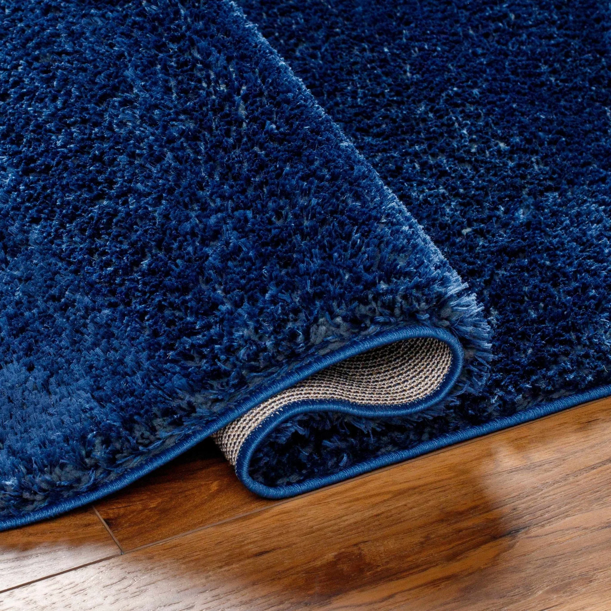 Modern Solid Blue Plush Pile Moroccan Area Rug - Image 17