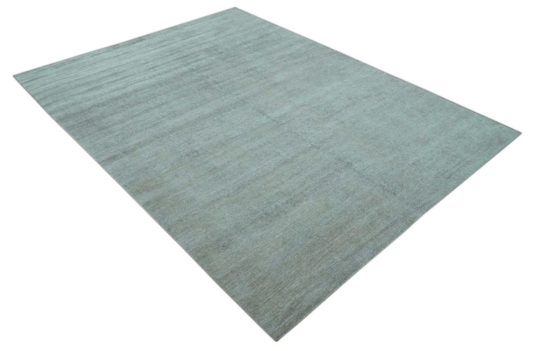 Modern Solid Design Silver Hand Knotted 9x12 Wool Area Rug - Image 10