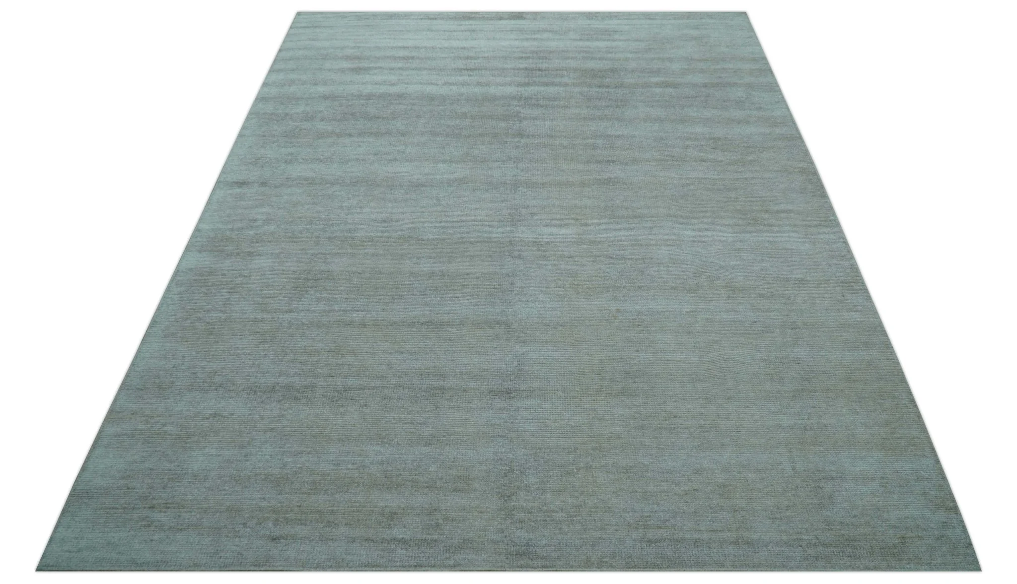 Modern Solid Design Silver Hand Knotted 9x12 Wool Area Rug - Image 11
